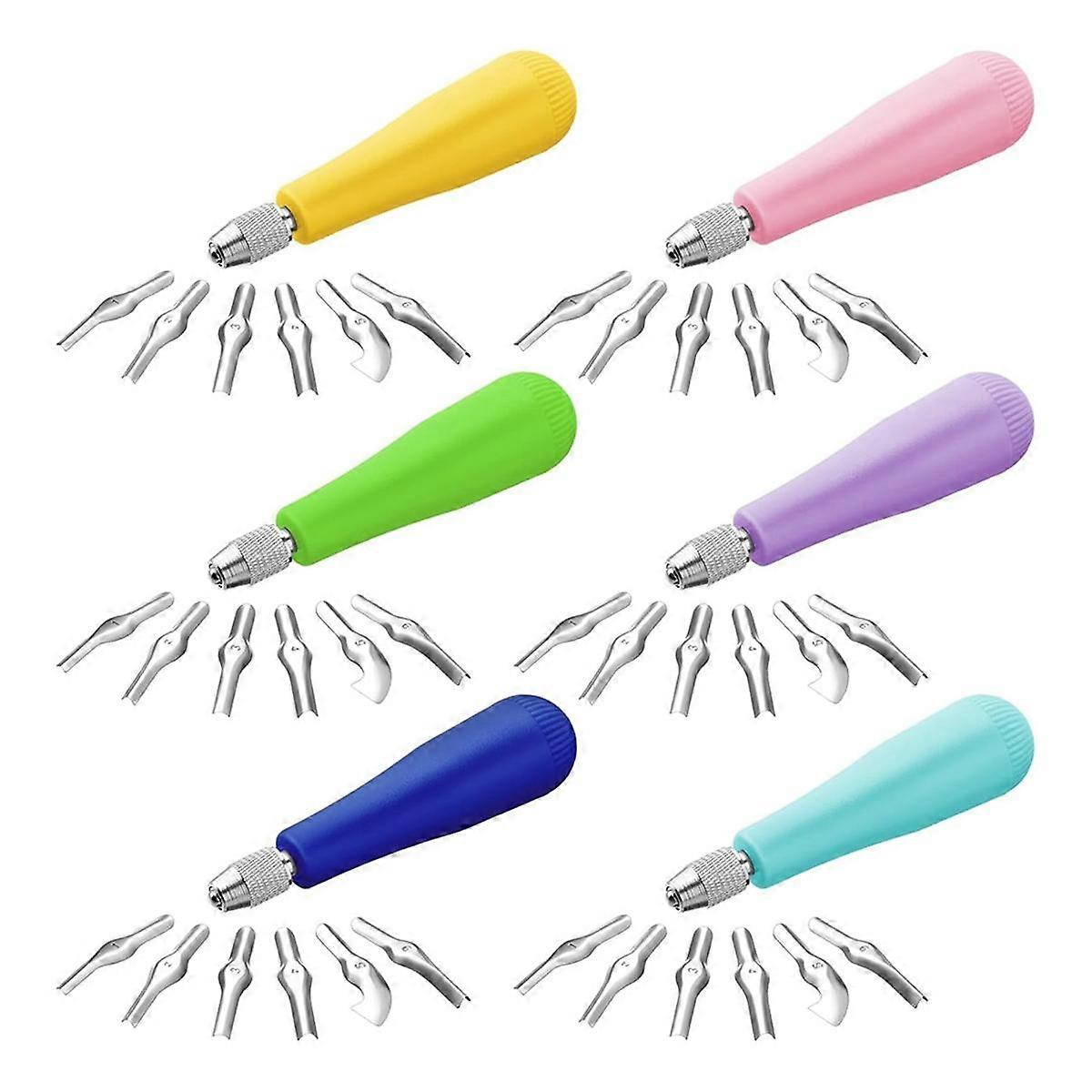 6Pack Craft Linoleum Cutter Kit Carving Tools Assortment Linocut Tools Block Cutters for Block Prin