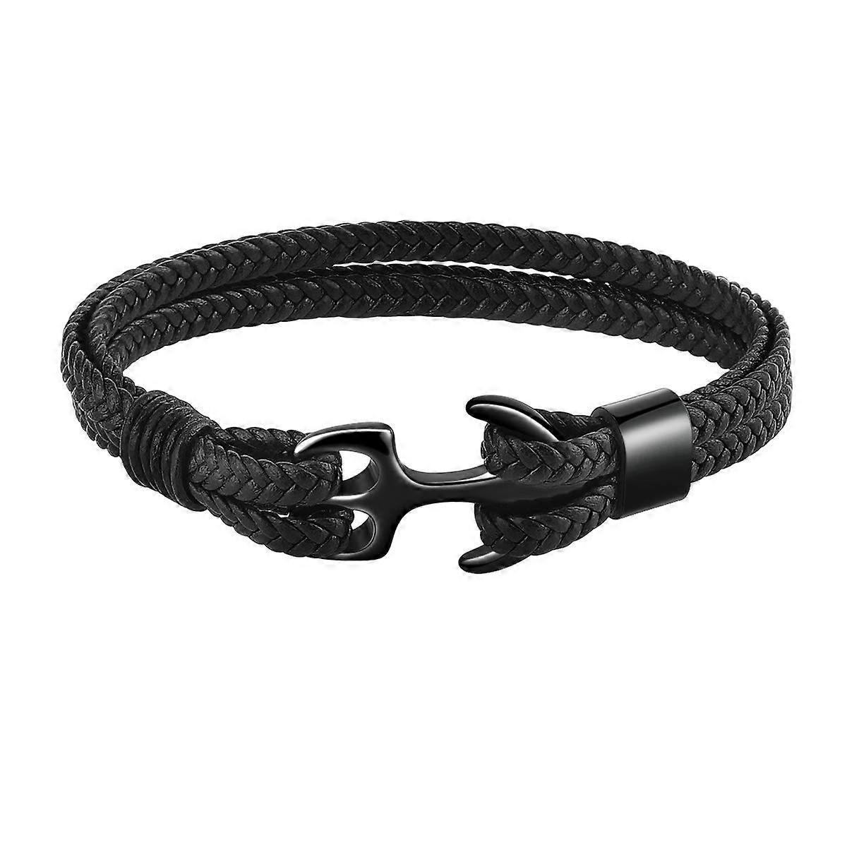 Bracelet for Men & Women, Handmade Cowhide Leather Wrap Bracelet, Multilayer Vintage Anchor Cuff Bracelet