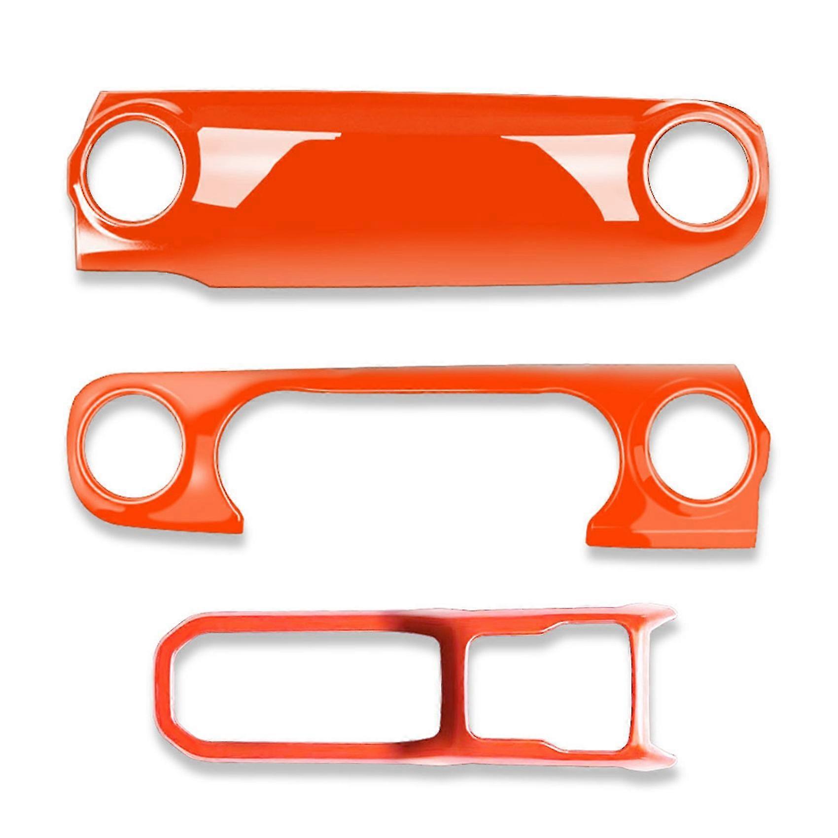 3pc Center Console Dashboard Control Panel Shift Cover Trim For- Wrangler Jl Jlu Gladiator Orange