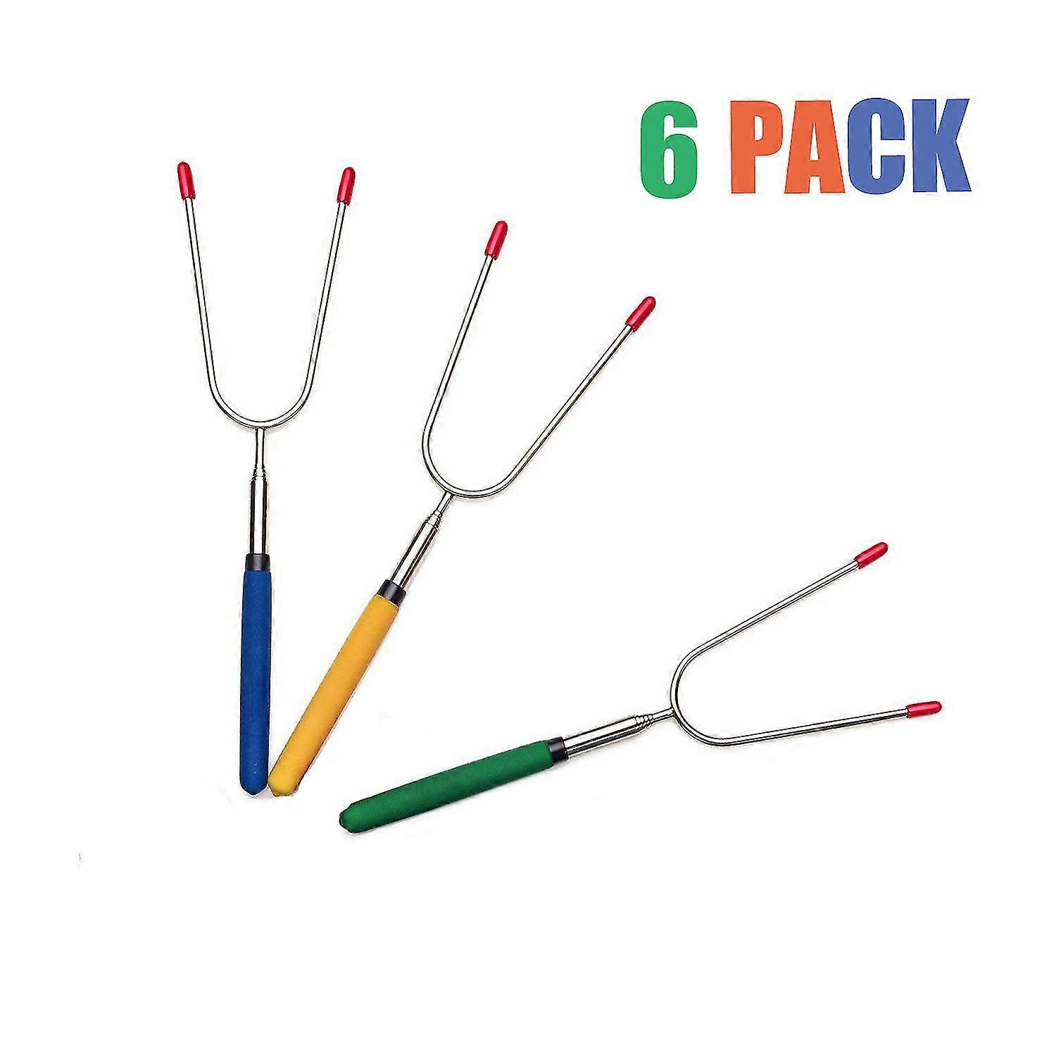 Bbq Marshmallow Roasting Sticks,roasting Sticksextendable Forks,barbecue Skewers,barbecue Forks, Flexible Size, Set O F 6
