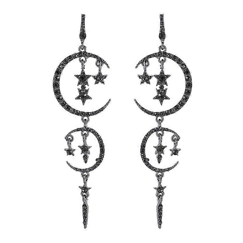 Moon and Star Drop Earrings Exaggerated