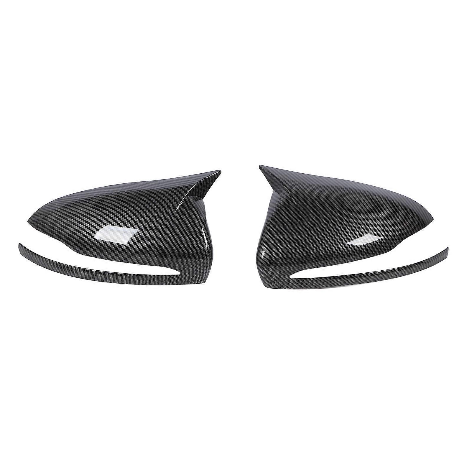 1 Pair Carbon Fiber Style Side Mirror Cover Left Right Ox Horn Style Rearview Mirror Cap Replacement For Benz CClass W205 20142021