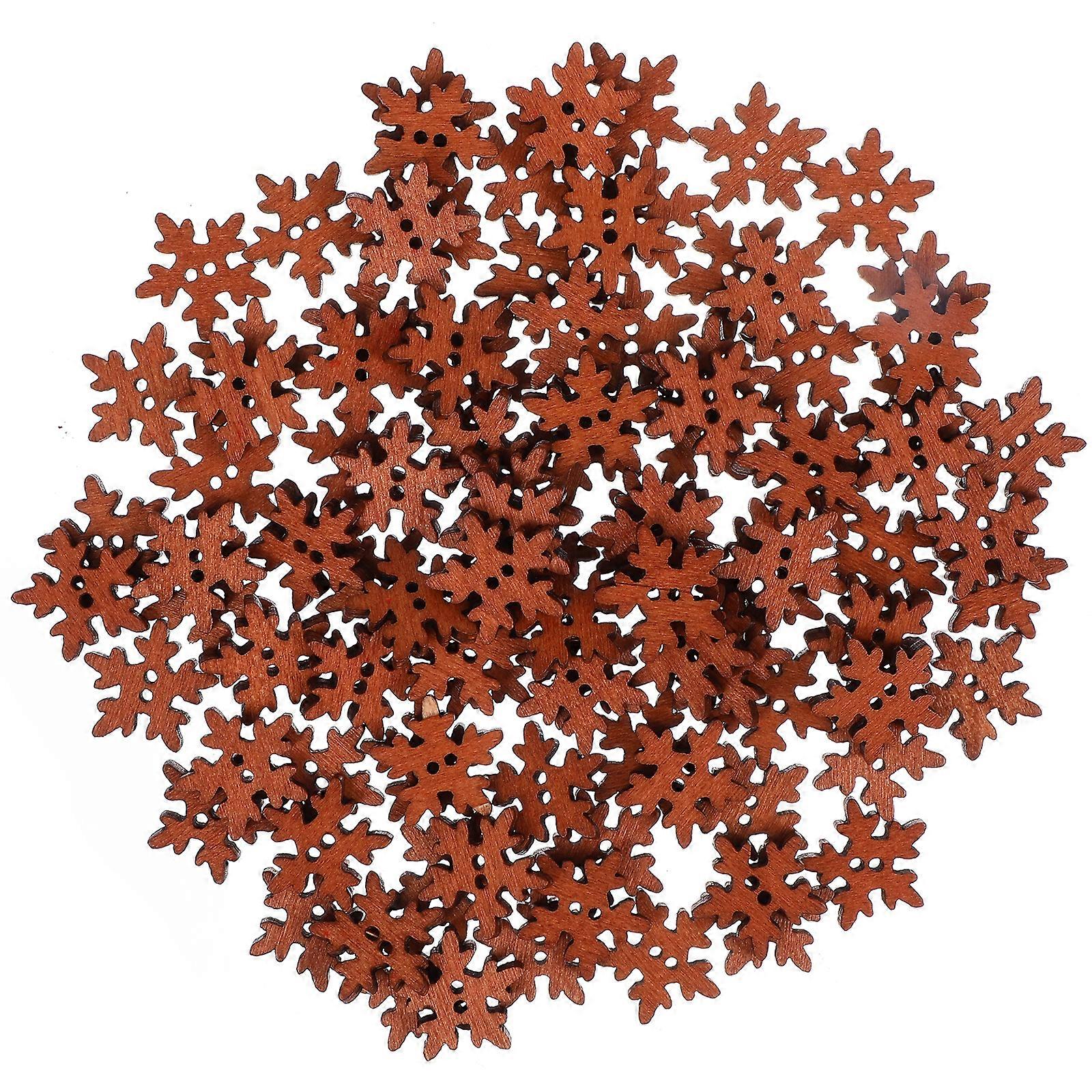 100pcs Christmas Snowflake Shape Design DIY Wooden Buttons for Scrapbooking Craft DIY 18MM