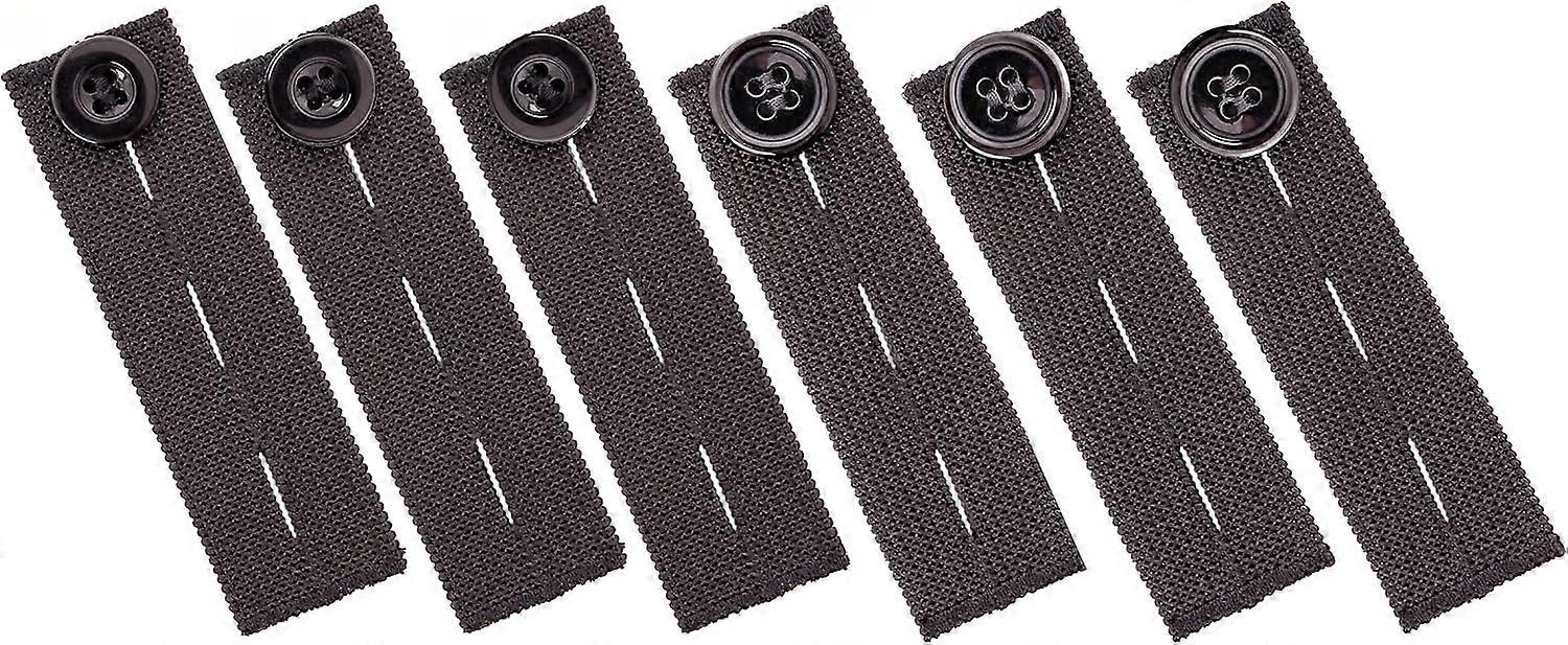 Elastic Waist Extender (Pack of 6), Adjustable Waist Belt Extender for Men and Women, Buckle Extender Set for Jeans (Black)