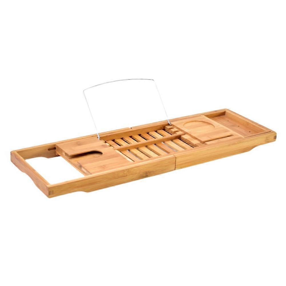 Bathtub Storage Box Tray with Extended Side Reading Rack, Tablet Holder, Mobile Phone Tray and Wine