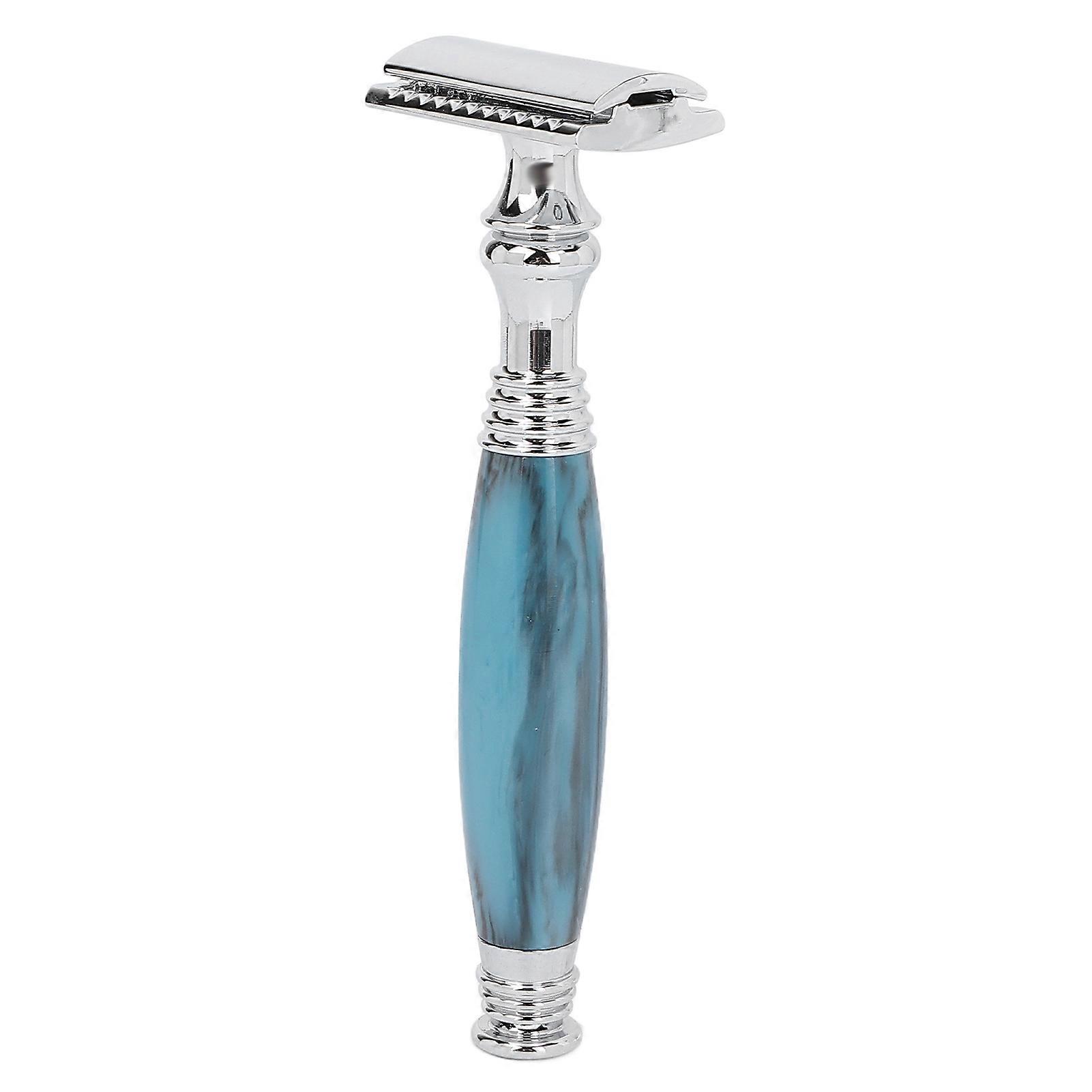 Double Edge Razor Professional Manual Zinc Alloy Safety Razor Blades Clean Shaving Razor for Men Blue