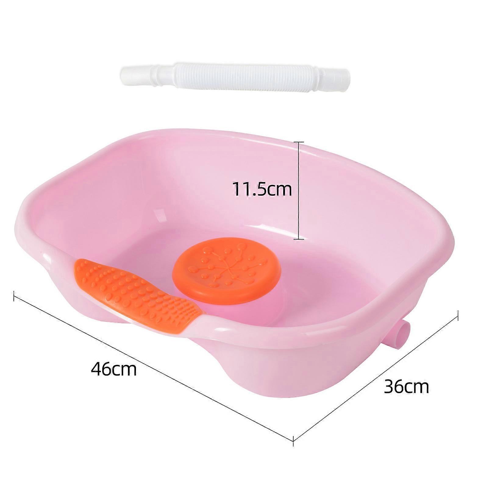 Hair Washing Basin Horizontal Drainable Portable Shampoo Tray for Bedridden Patient Pregnant Women Pink