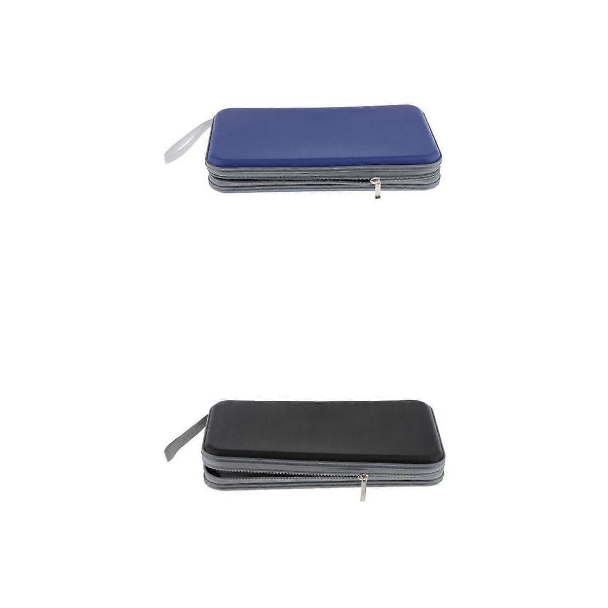 2pcs 80 Disc CD Wallet DVD Case Storage Holder Bag Protector Blue/Black