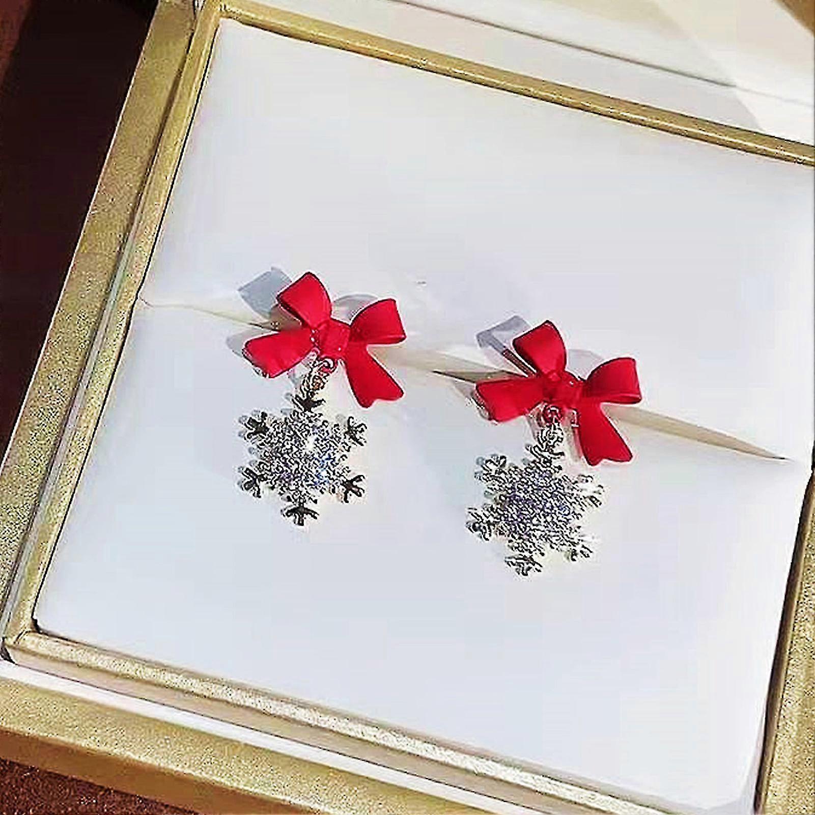 Clear Cubic Zirconia Fishhoop Snowflake Earring Long Chain Dangling Drop Earring Hypoallergenic Earrings For Women Sensitive