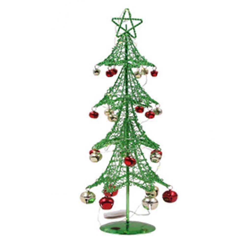 Metal Wrought Iron Wire Christmas Tree Jingle Bell Vintage Table Ornament