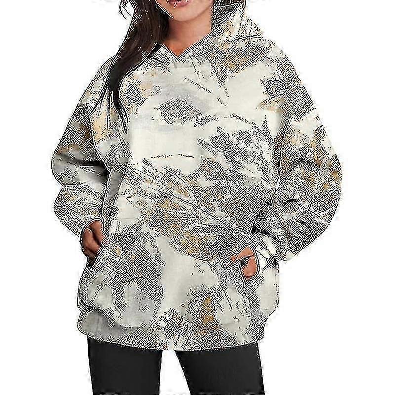 Sudadera con capucha de camuflaje para mujer, sudadera polar extragrande, informal, con bolsillos