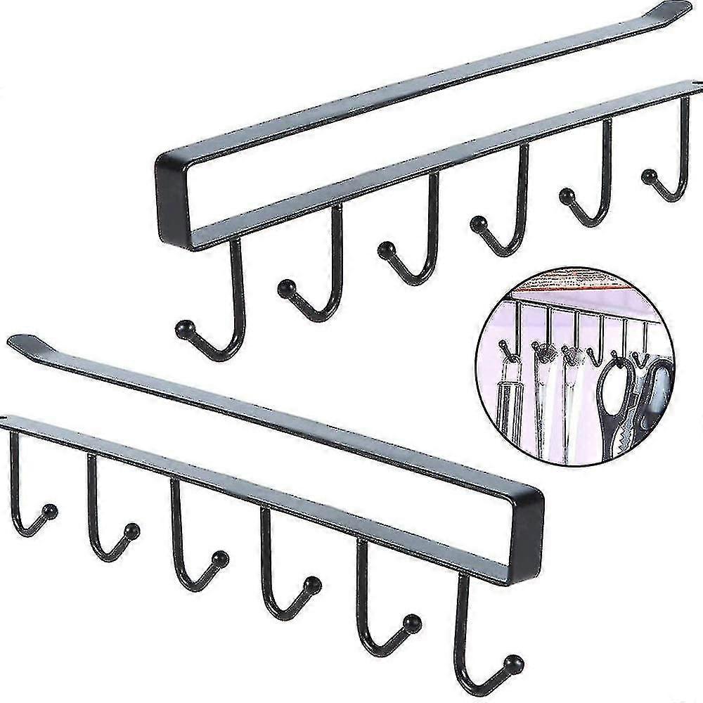 2 Piece Hook Rack, Multifunctional 6 Hook / Kitchen Utensil Rack For Hanging