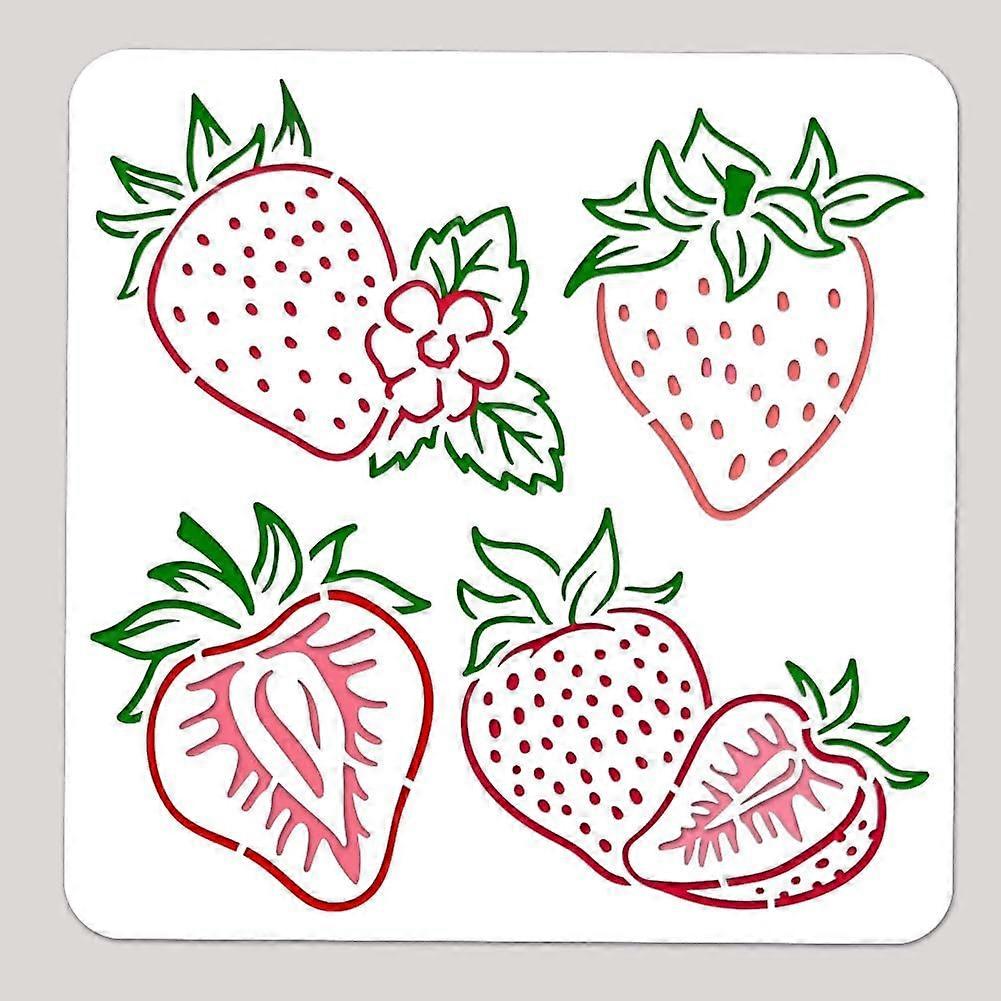 Strawberry Fruit Painting Stencil Fruit Core Flower Leaf Pattern Wall Templates Art and Craft Stencils Reusable Templates for Wall Floor Wood Canvas F