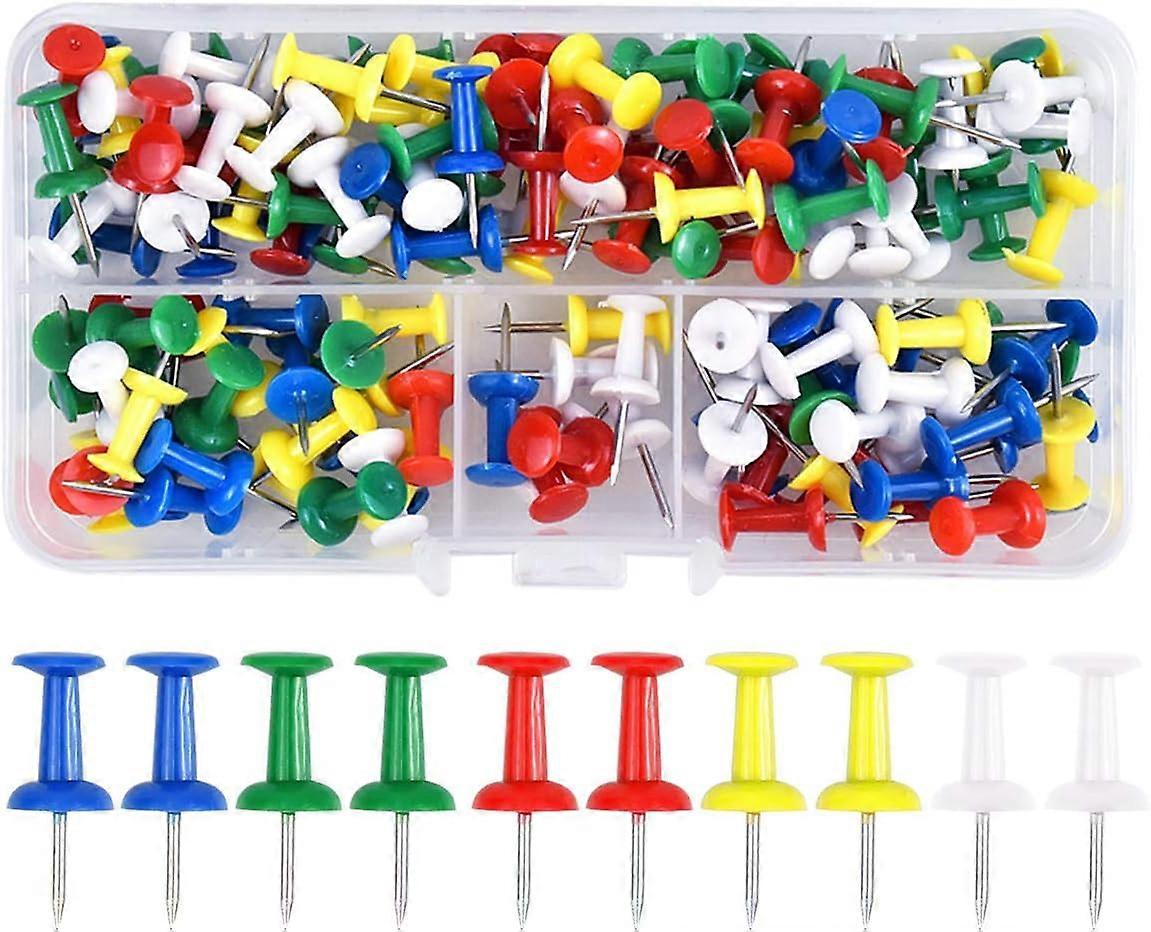 200PCS Multicolored Decorative Push Pins, 5 Colors Plastic Head Push Pins, Creative Fashion Push Pins, Decorative Push Pins for Wall, Maps, Photos, Bu