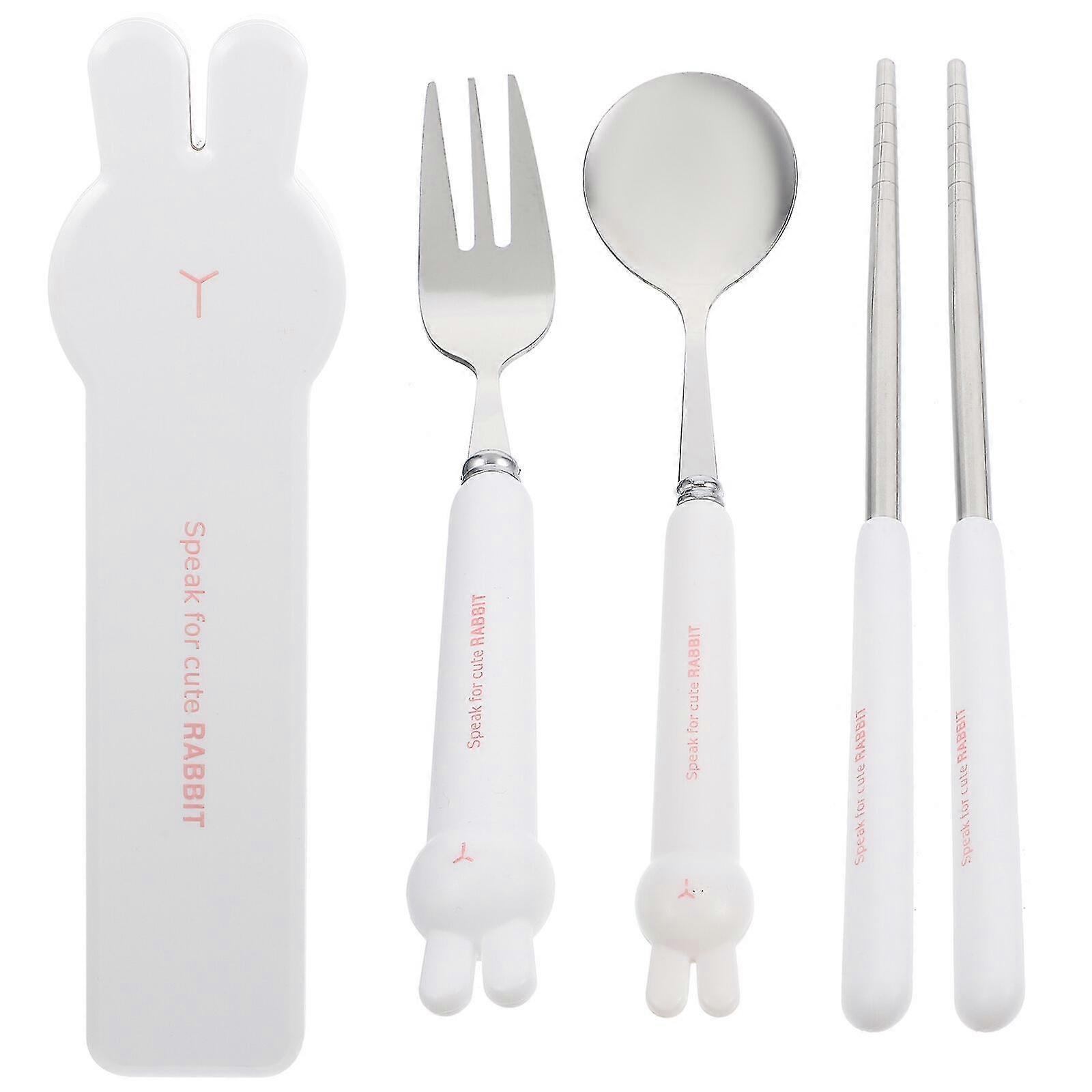 1 Set Of Travel Utensils Reusable Spoon Fork Chopsticks Set With Case Stainless Steel Camping Utensils