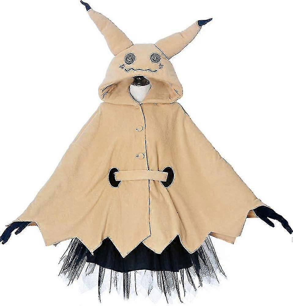 Miccostumes Feminino Mimikyu Capa com luvas de cinto de saia