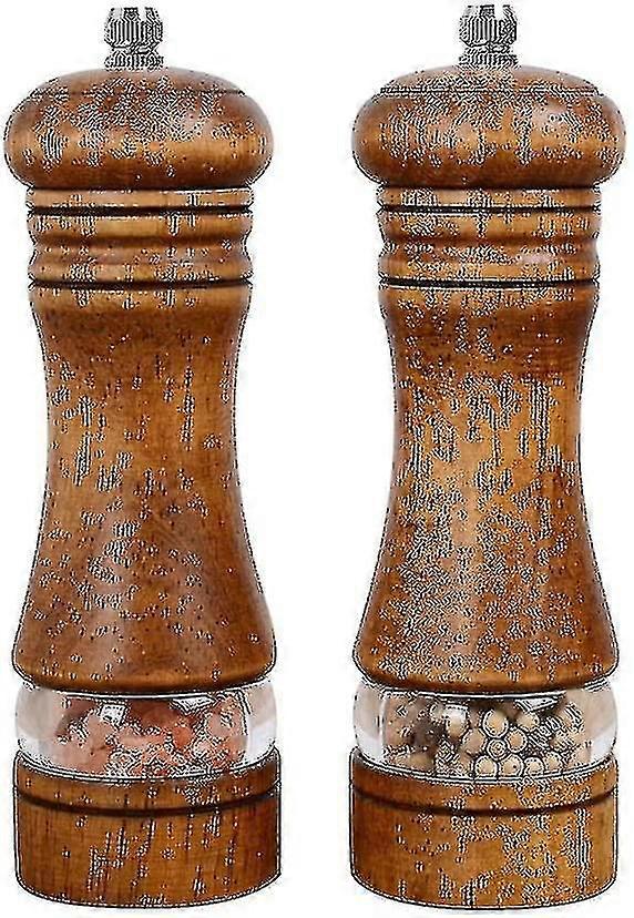 Pepparkvarn, salt- och pepparkvarnsset i trä, 2-pack, retro