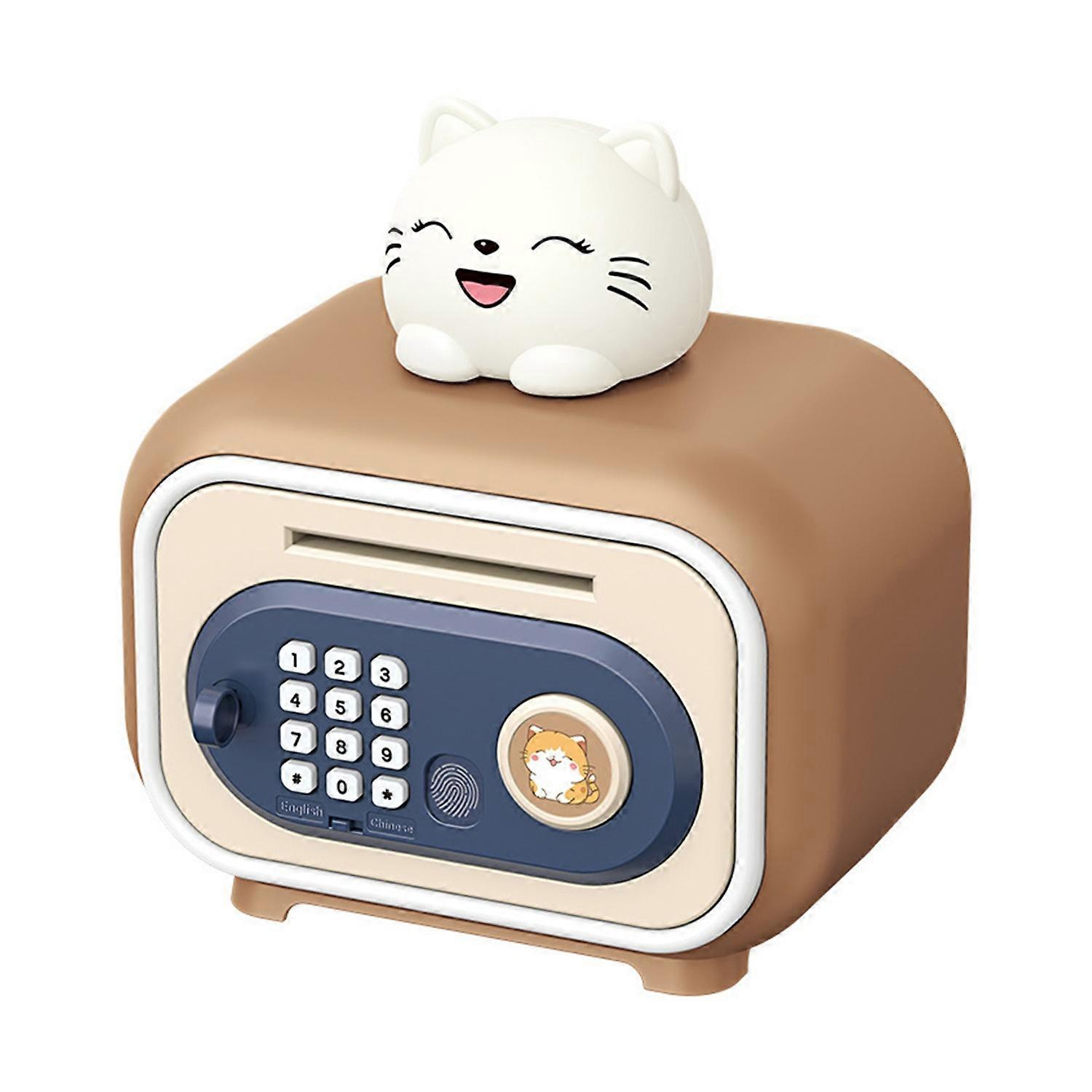 Kids Piggy Bank Toy Electronic Cash Coin Money Saving Box Fingerprint Unlock ATM Style Large