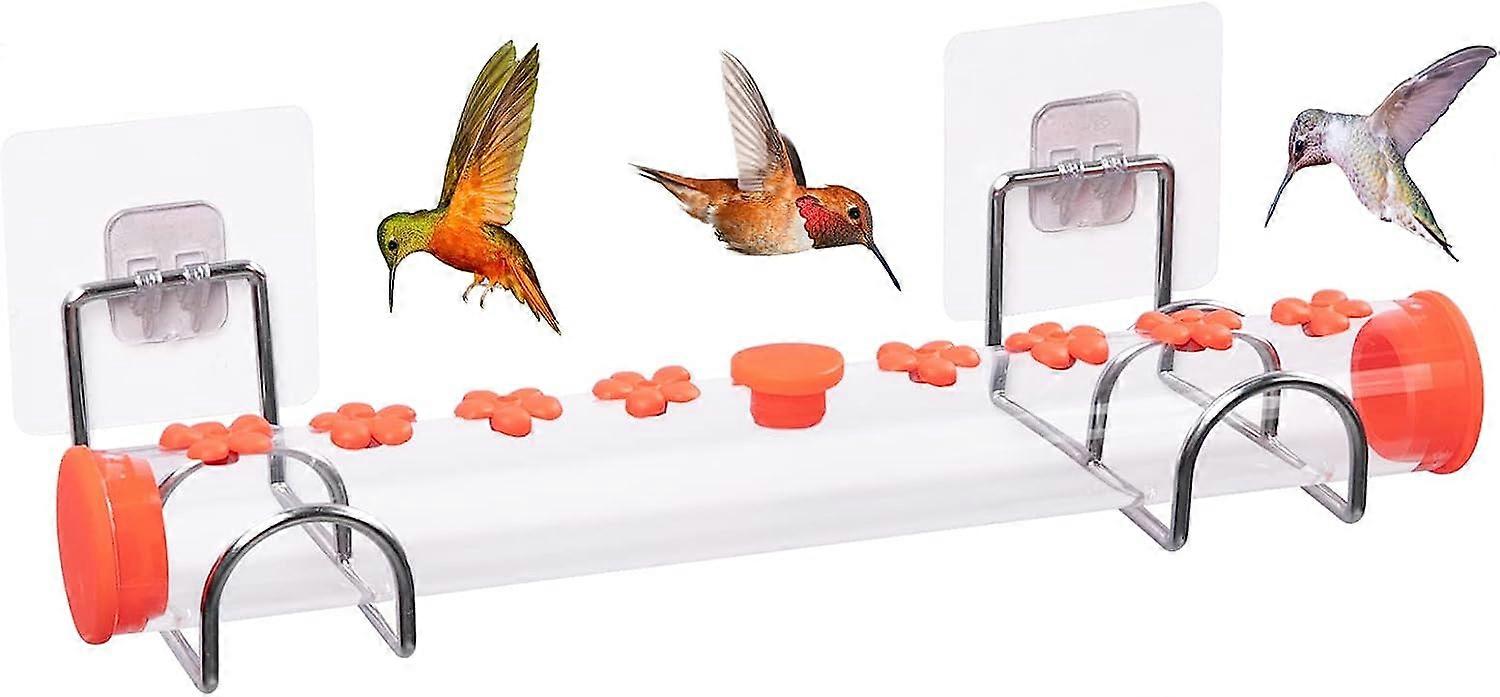 Window Hummingbird Feeder, Top Fill Humming Bird Feeder Tube with 8 Ports Leak Proof Bird Feeder for Outside Viewing