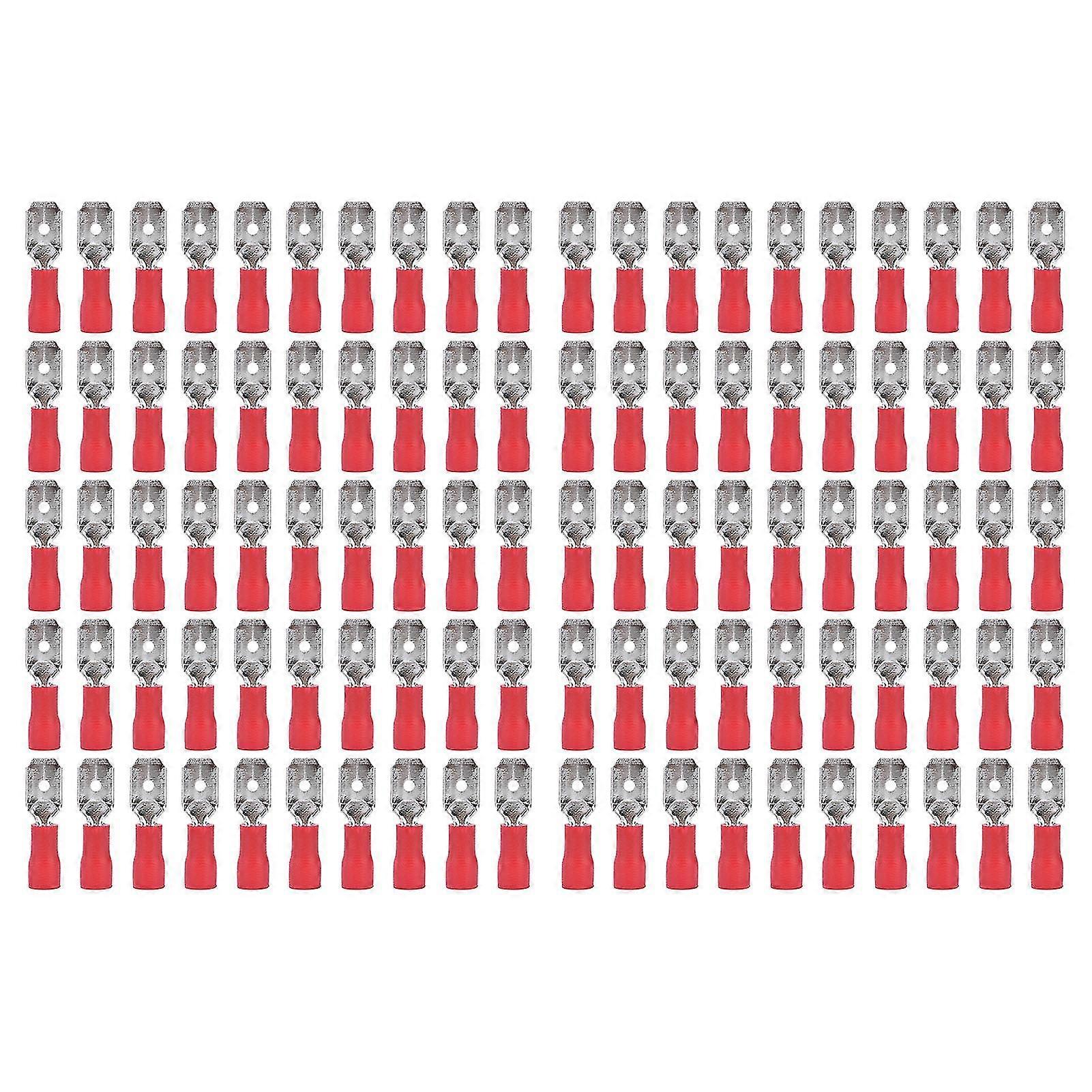 100Pcs 22-16AWG Insulated Spade Wire Connector Copper PVC Electrical Crimp Terminal