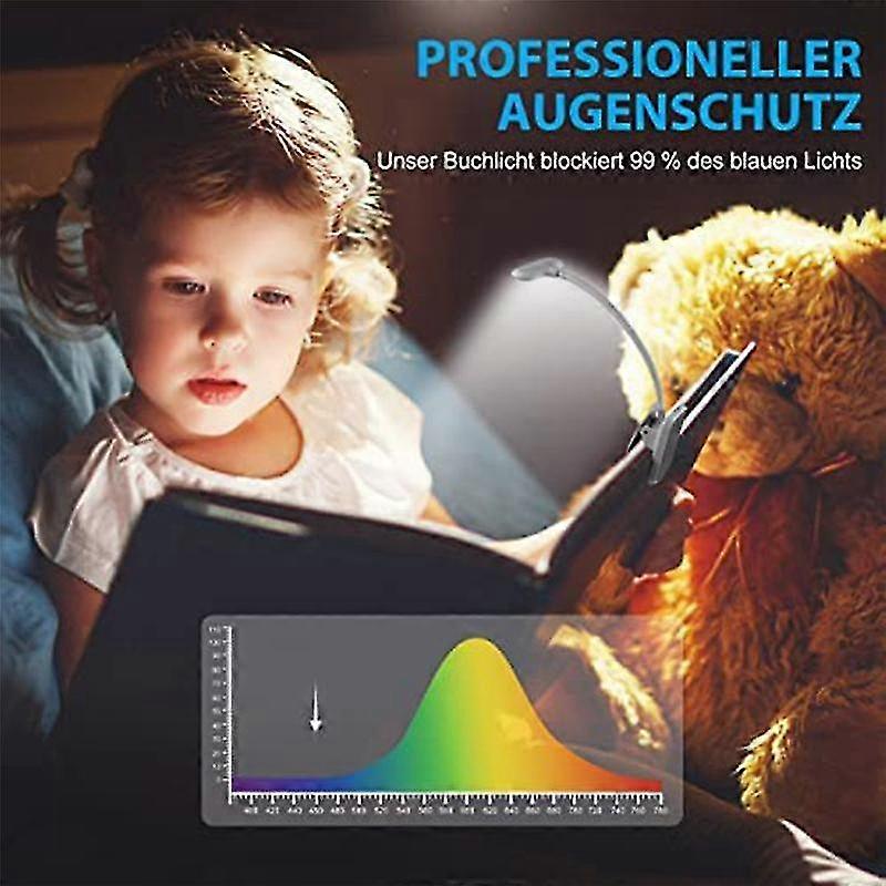Reading Lamp Book Clamp, 9 Led Clamp Lamp With 3 Colour Temperature And Dimmable Touch Switch, Usb Rechargeable