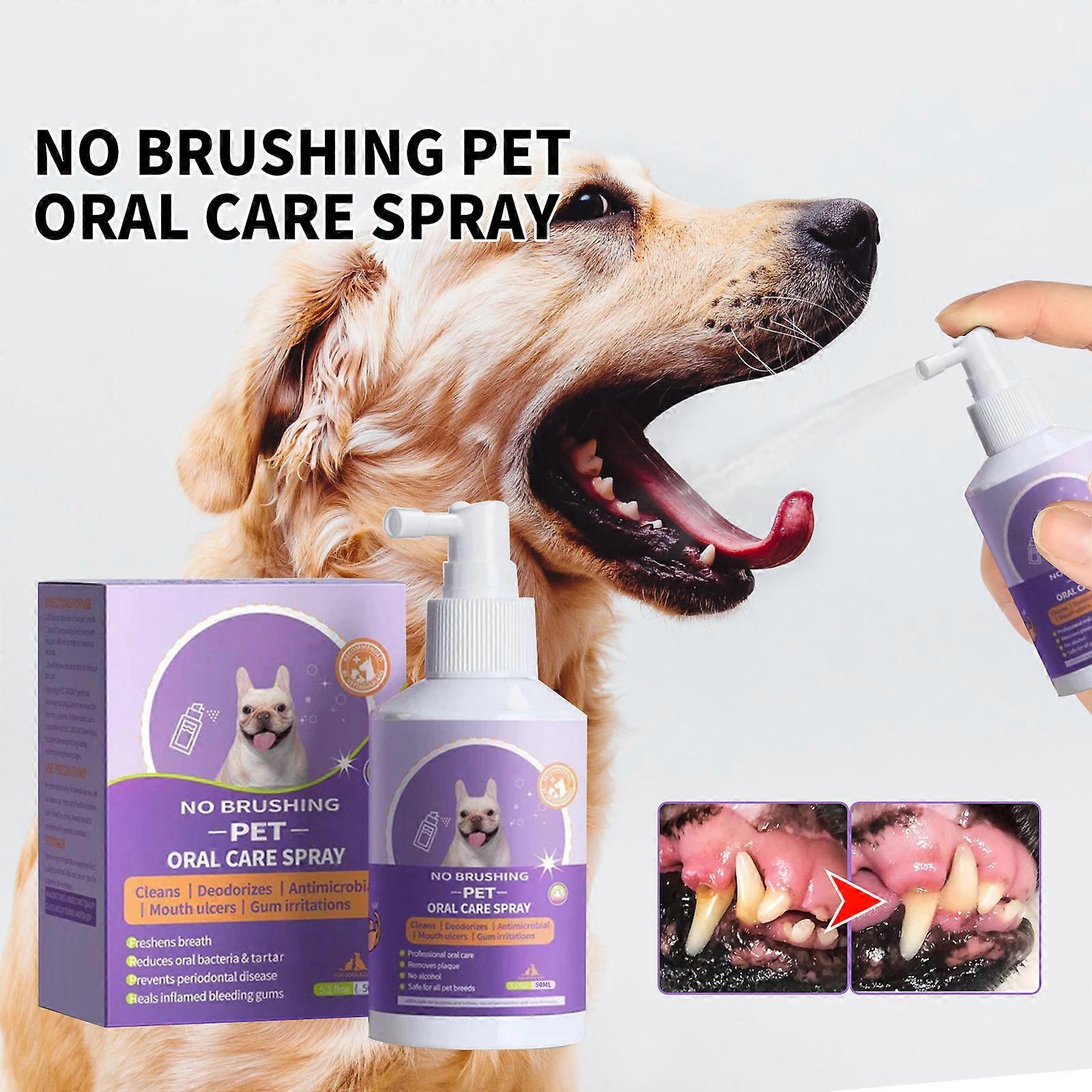 Teeth Cleaning Spray for Dogs & Cats, Eliminate Bad Breath, Targets Tartar & Plaque, Without Brushing