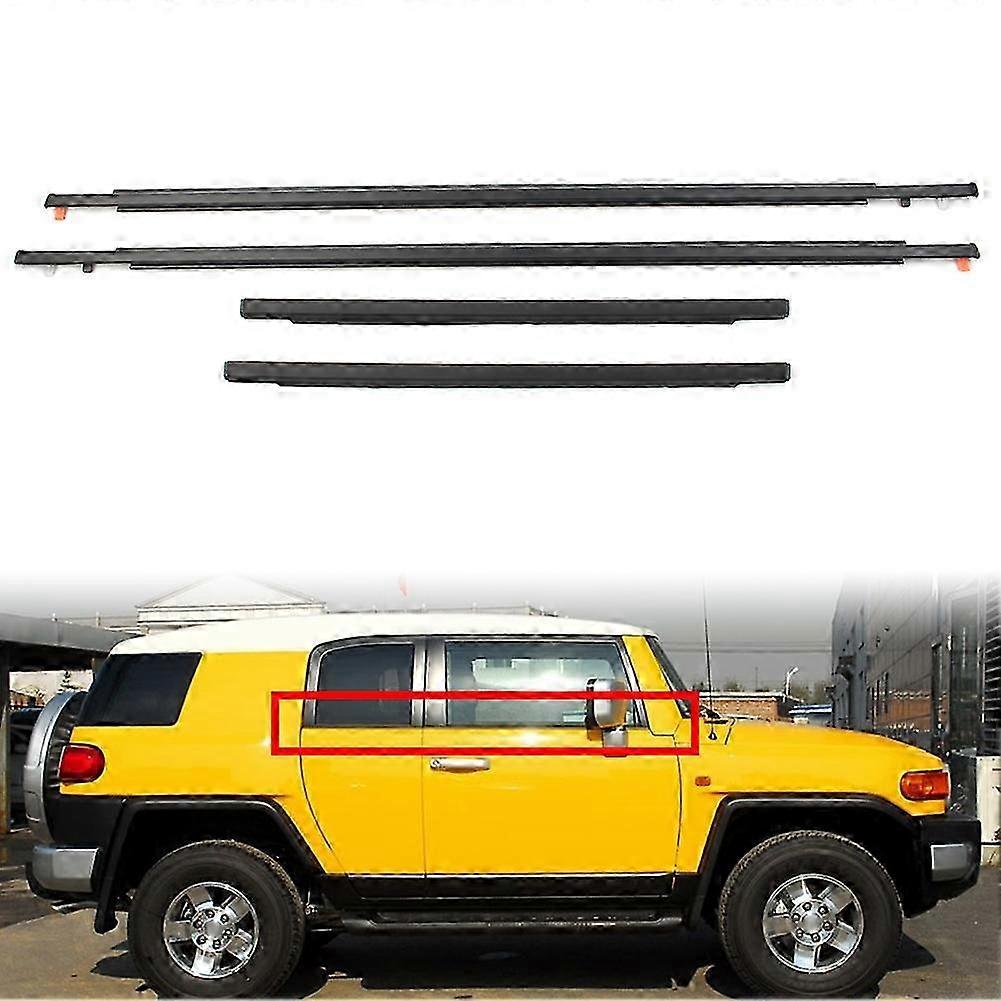 4x Car Door Auto Window Trim Moulding Belt Weatherstrip For Toyota FJ Cruiser 2007 2008 2009 2010 2011 2012 2013 2014