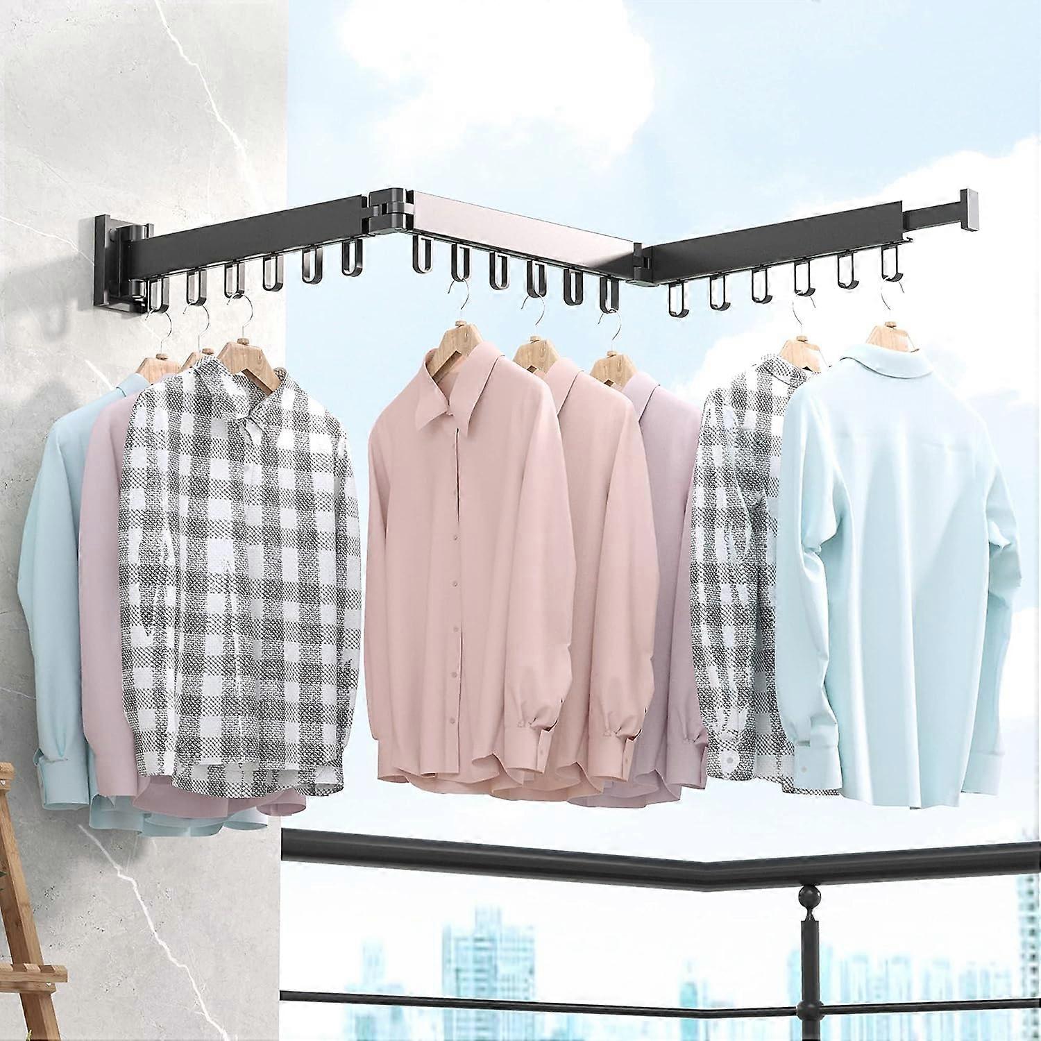 Clothes Drying Rack,Wall Mounted Space-Saver,Retractable ,Collapsible, Strong Load-Bearing