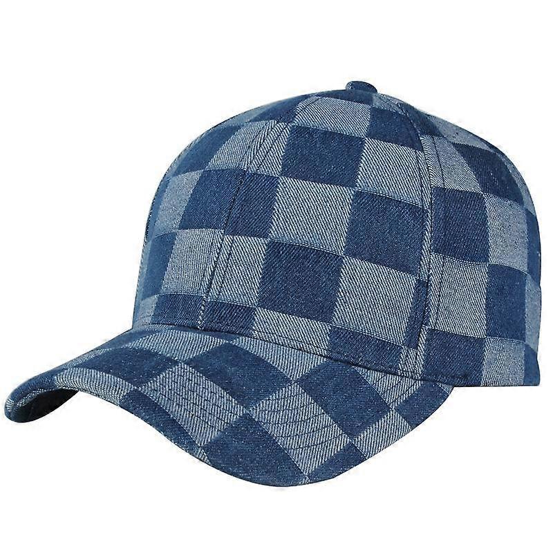 Denim Baseball Cap Plaid Brim Snapback Hat Gorra