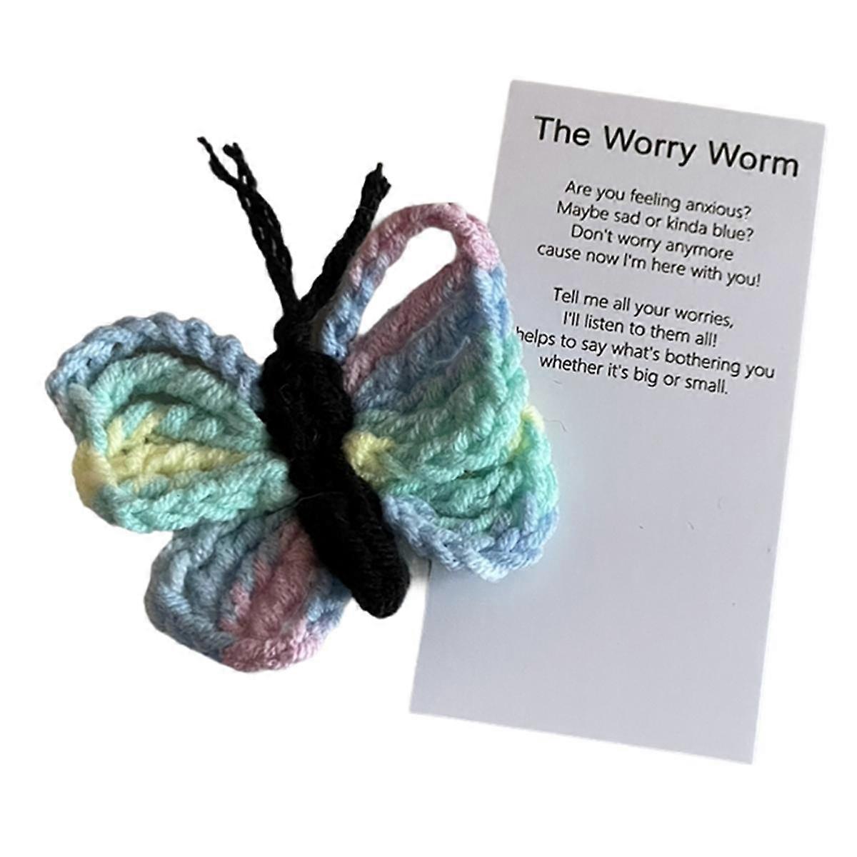 Handgemachtes Sorgenwurm-Geschenk zur emotionalen Unterstützung, Gehäkelter Sorgenwurm, inspirierende Sorgen, süßes gestricktes Geschenk D