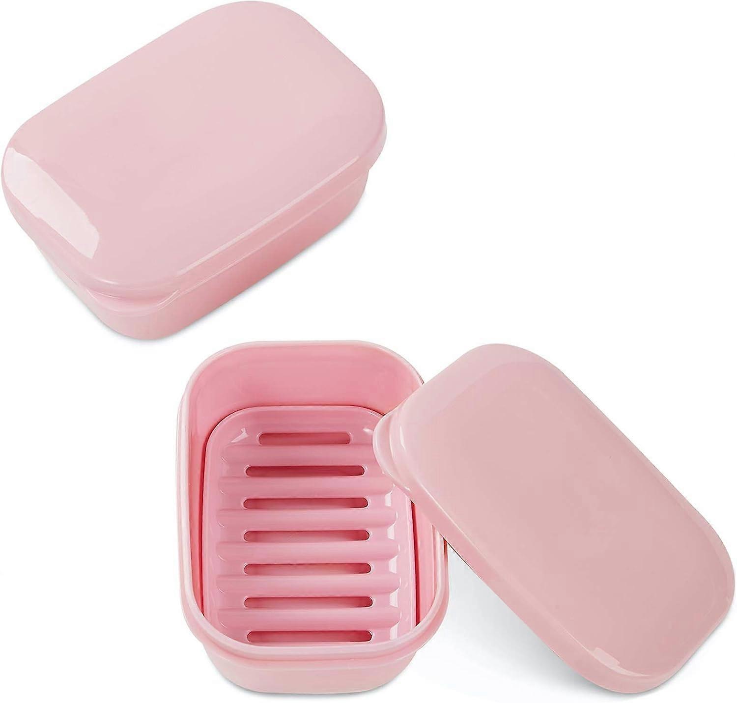 Reizen Zeephouder, 2PCS Draagbare Zeepbakje Zeep Saver voor Camping Gym Reizen (Roze)