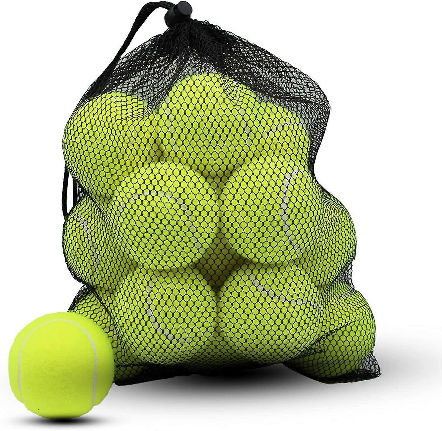 Set of 18 Tennis Balls, with Mesh Carry Bag, Ideal for Training, Tennis, Ball Machines and also as Game Equipment
