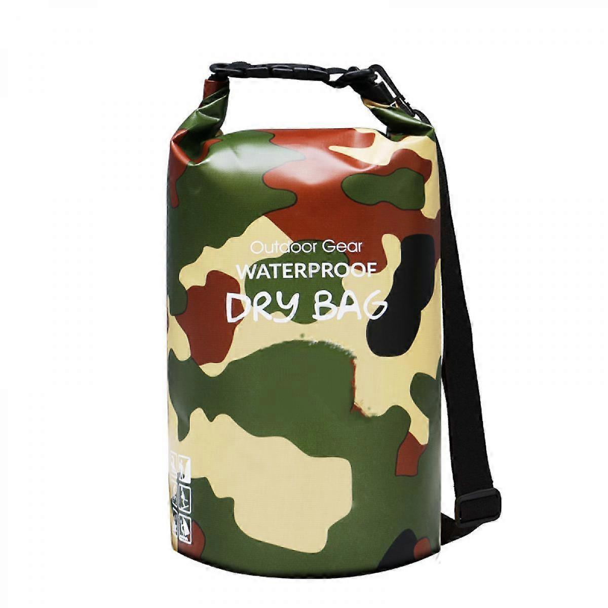 Camuflaje verde 15L de capacidad Montañismo Bolsa de cubo impermeable al aire libre Bolsa de playa Bolsa de natación Material de buceo Bolsa de playa Bolsa de montañismo Bolsa seca