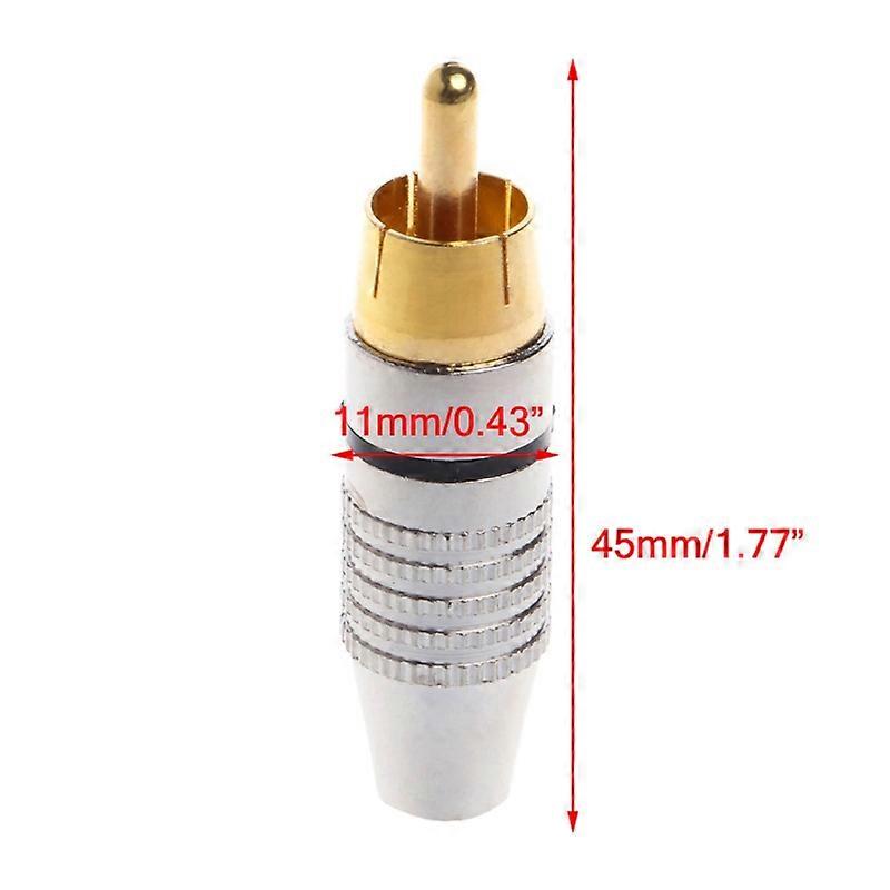 20 Pcs RCA Plug Audio Video Locking Cable Connector Gold Plated