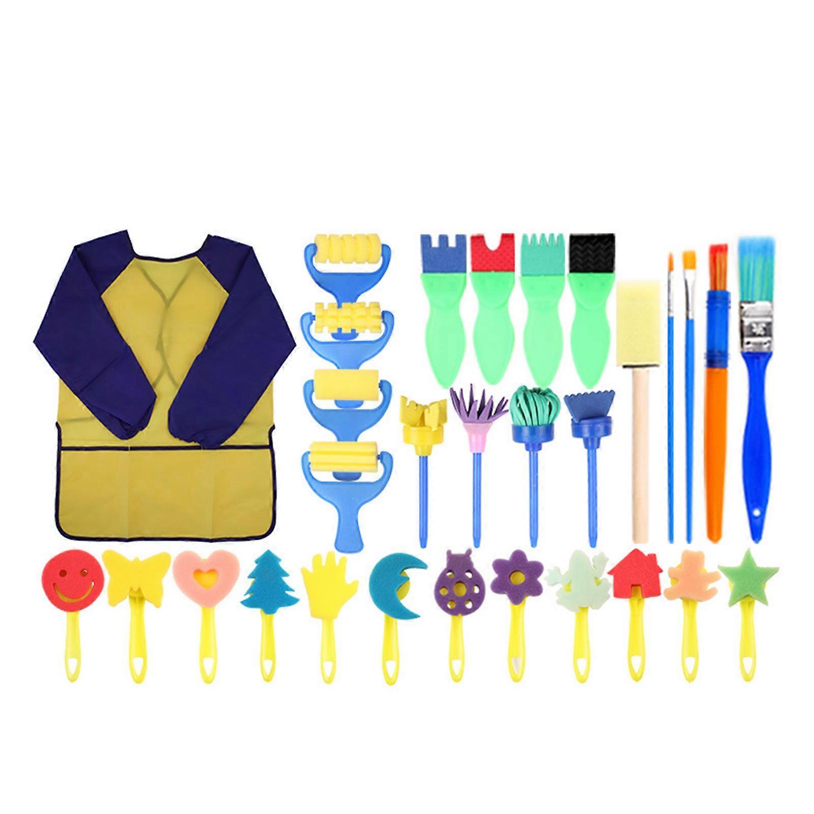 Toddler Washable Sponge Painting Brushes Early Learning Painting Tools Kit