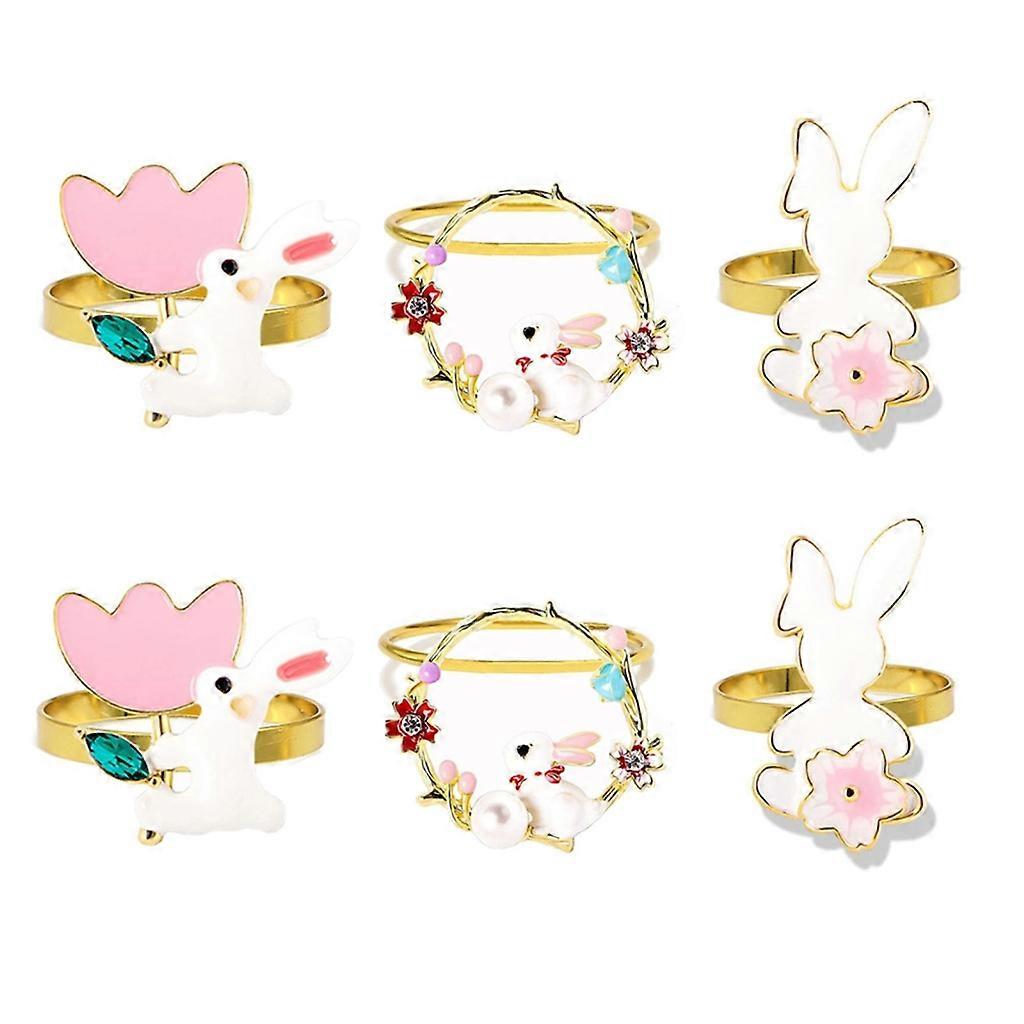 Spring Bunny Ear Easter Napkins Rings Rabbit Rings Holders for Table Decoration