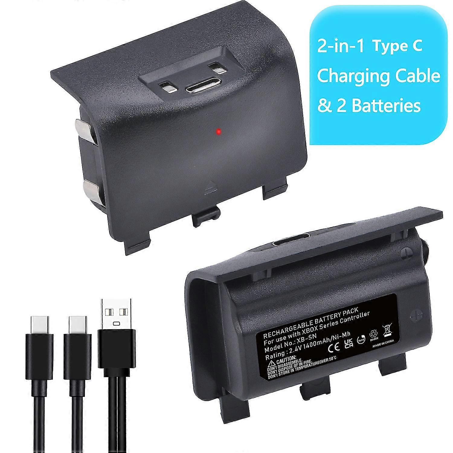 thumbnail image 2 of Game On! 2-Pack Rechargeable Battery & USB-C Cable For Xbox Series X/S & One Controllers 2 of 3