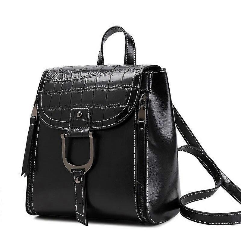 Cuir véritable Femmes Sac à dos Sac à dos Simple Mode Grils School Book Bag Mini huile Wax Cowhide Daypack Knapsack