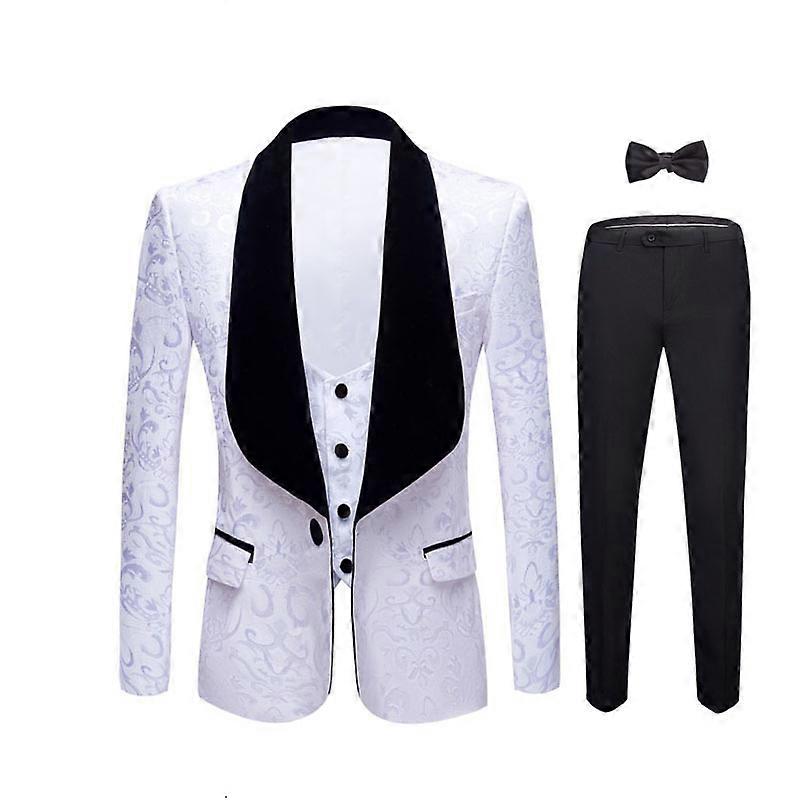 Men's one-button velvet slim-fit party suit four