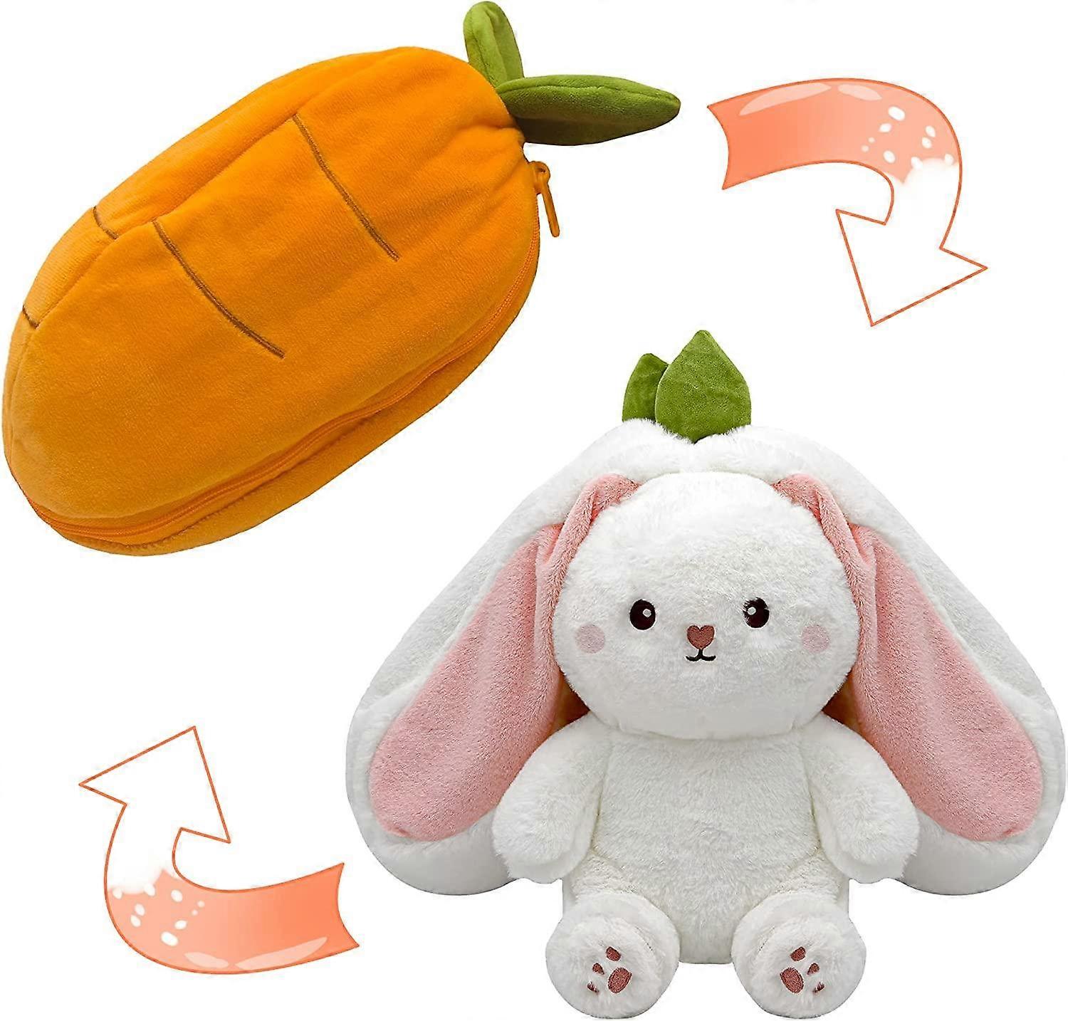 Bunny Stuffed Animal,Reversible Carrot Strawberry Bunny Plush Doll
