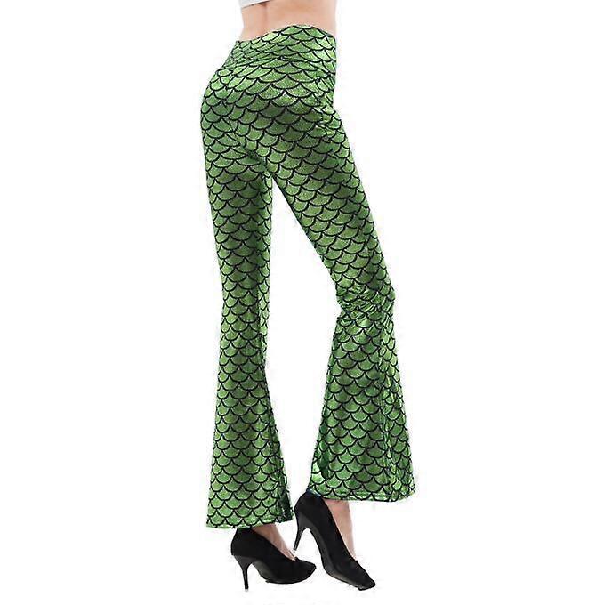 Women's Sequin Bell Bottom Pants High Waist Wide Leg