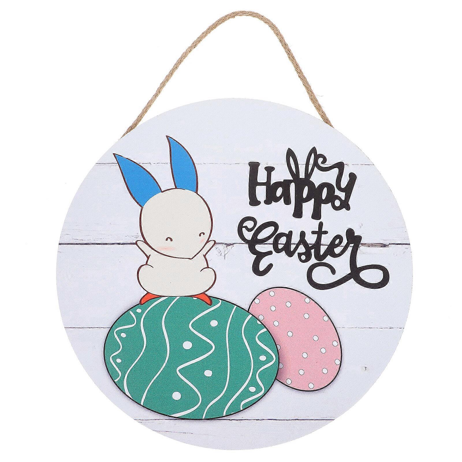 Påsk Trä Tecken Rund Glad Påsk Trä Hängande Plack för ytterdörr