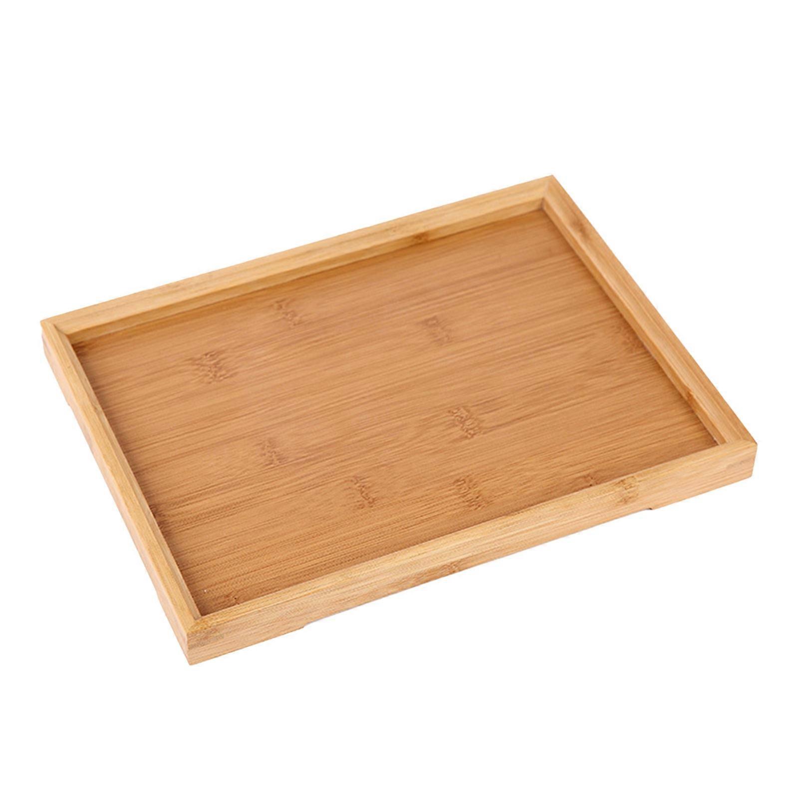 Tea Set Tray No Glitches Fadeless Scratch Resistant Rectangular Rustic Bamboo Serving Trays for Household