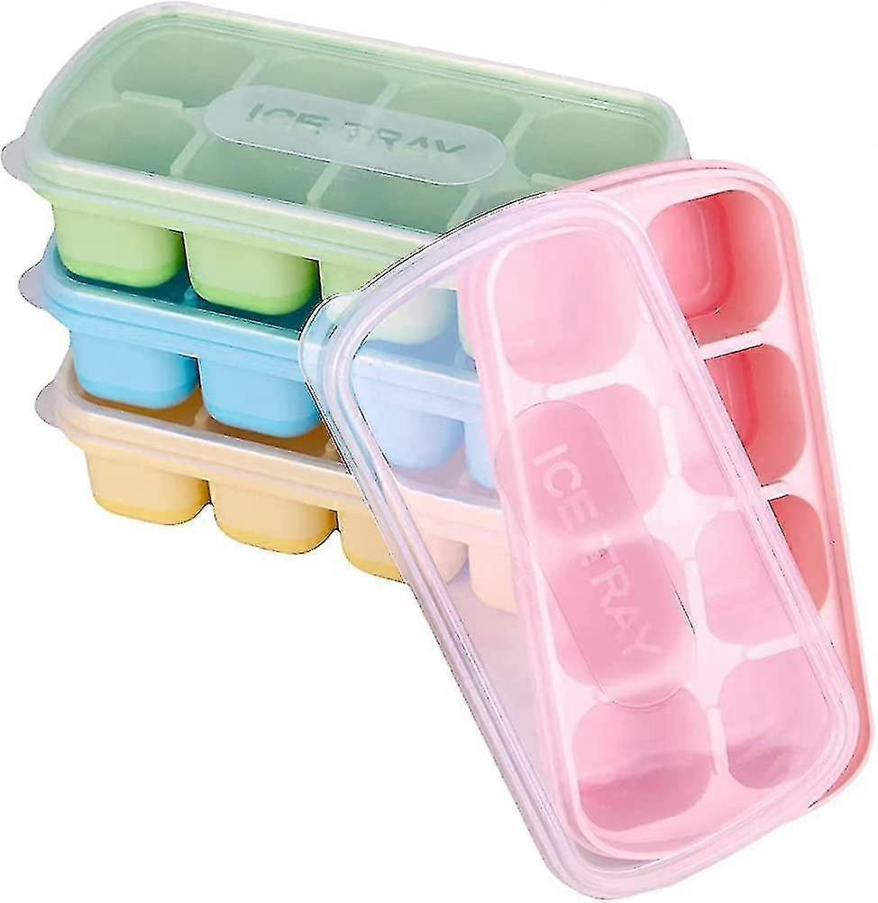 4 Pcs Ice Cube Tray, Easy Release Silicone Ice Molds With Removable Lids, Perfect