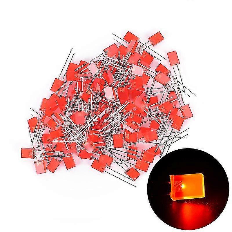 100pcs Rectangular Square Led Emitting Diodes Light Bulbs Yellow/red/blue/green