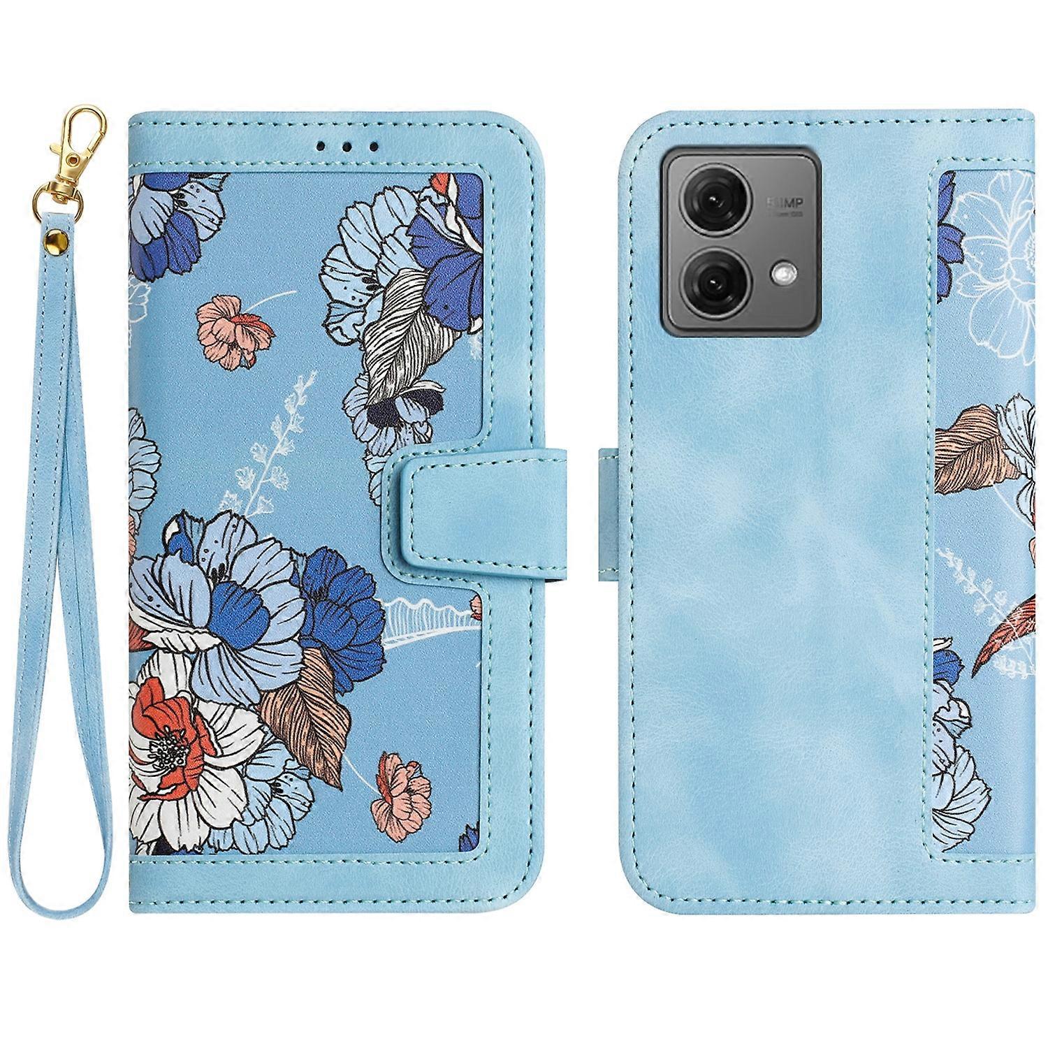 Floral Pattern Leather Case For Motorola Moto G84