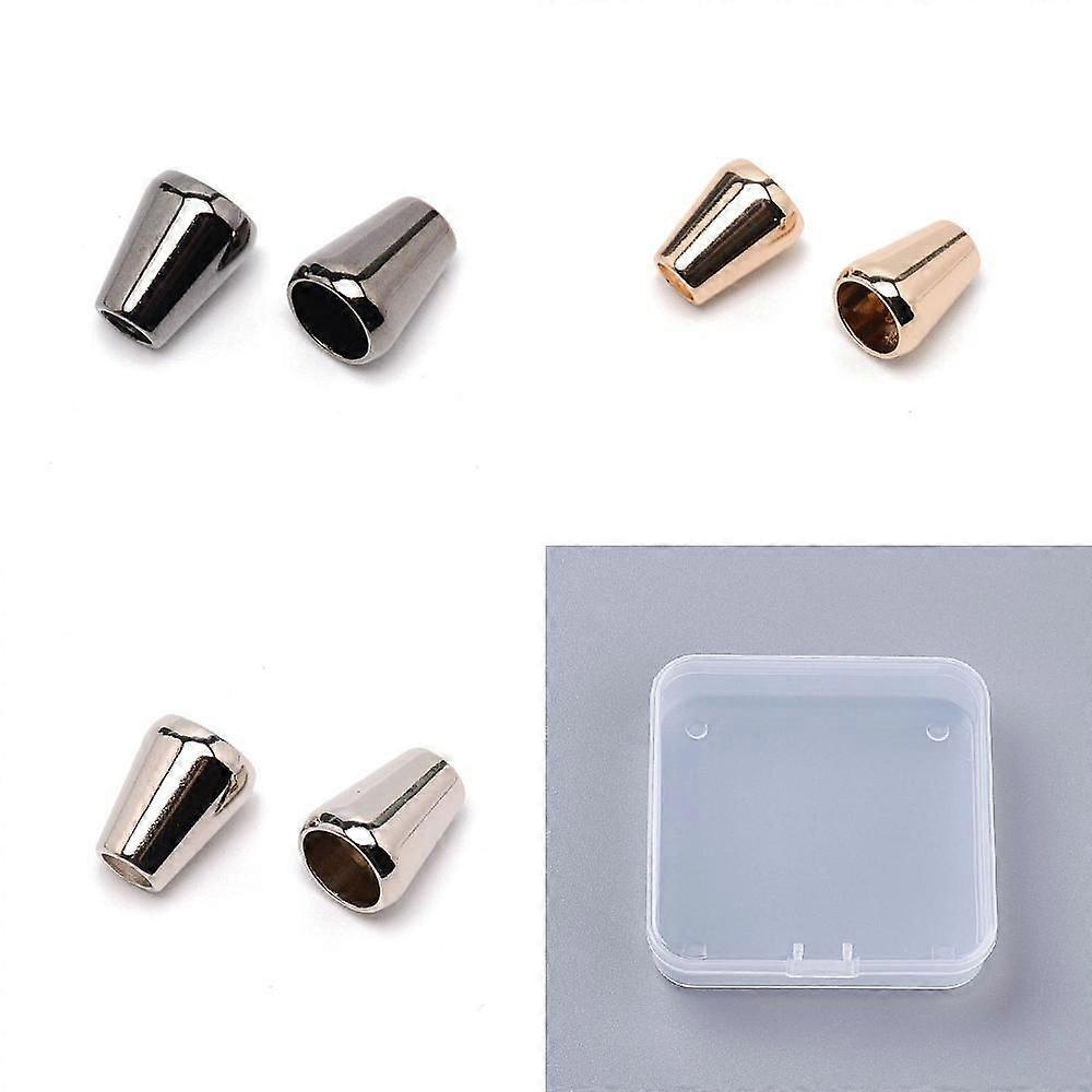 60Pcs 3 Colors Zinc Alloy Cord Ends End Caps Cone Mixed Color 13x10.5mm Hole: 5mm Inner Diameter: 8mm 20pcs/color