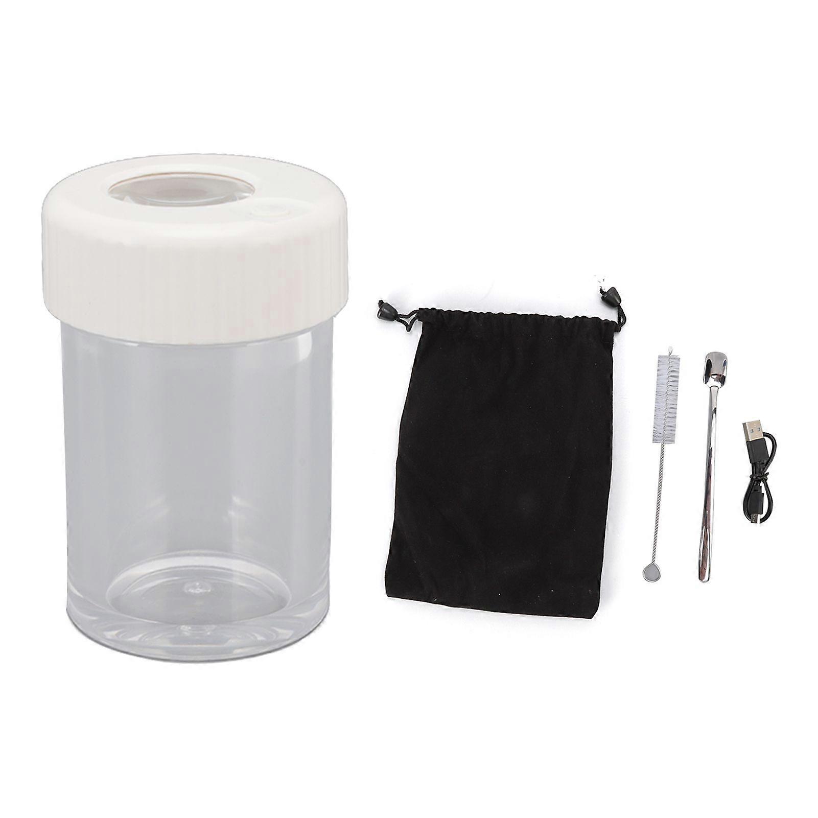 Magnifying Viewing Jar Multifunction Waterproof Magnifying Glass Storage Jar with LED Light for Home Travel White