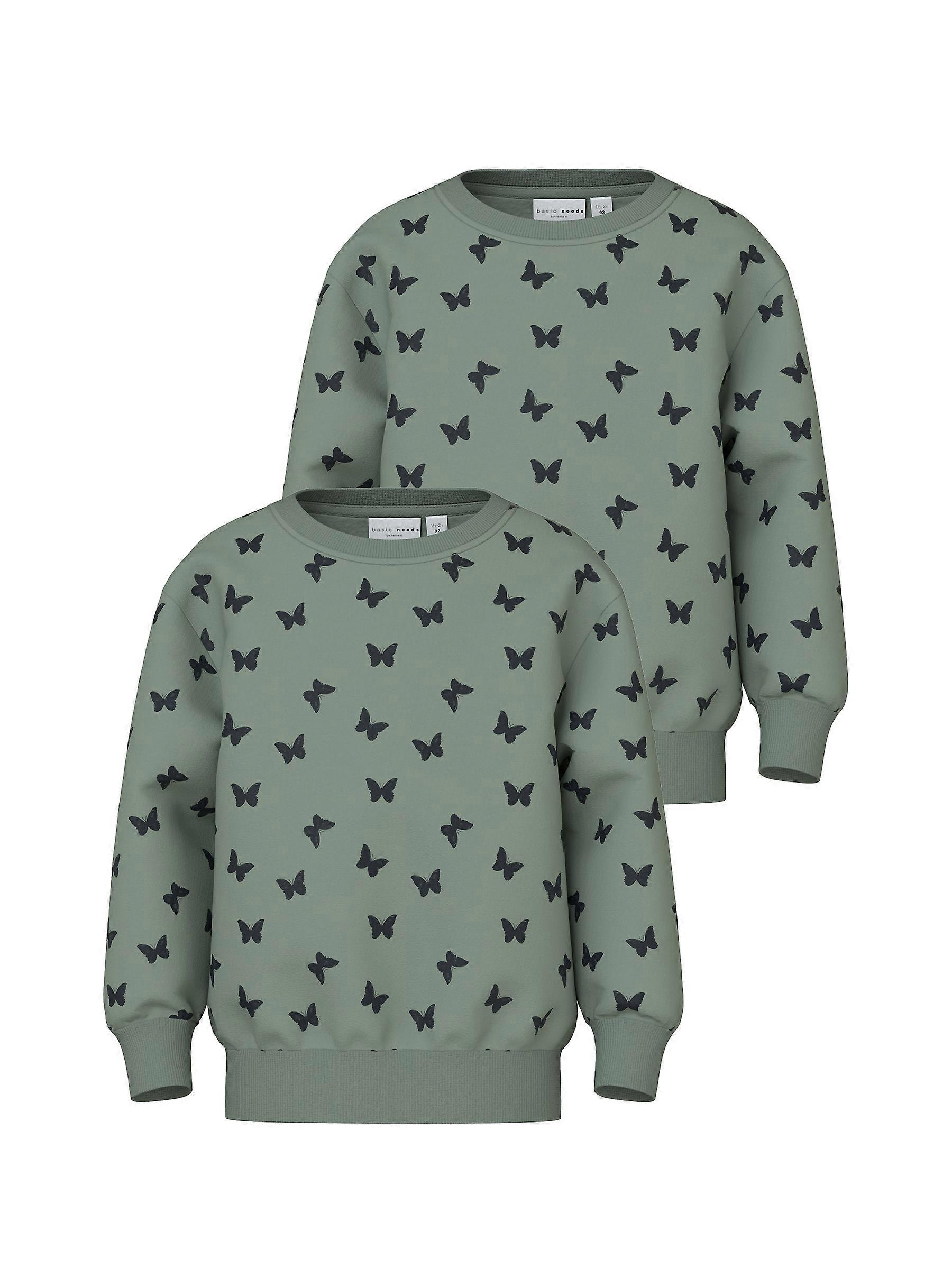 NAME IT Mädchen Pullover 2er-Set Sweatshirts Rundhals Regular Fit Weicher Stoff