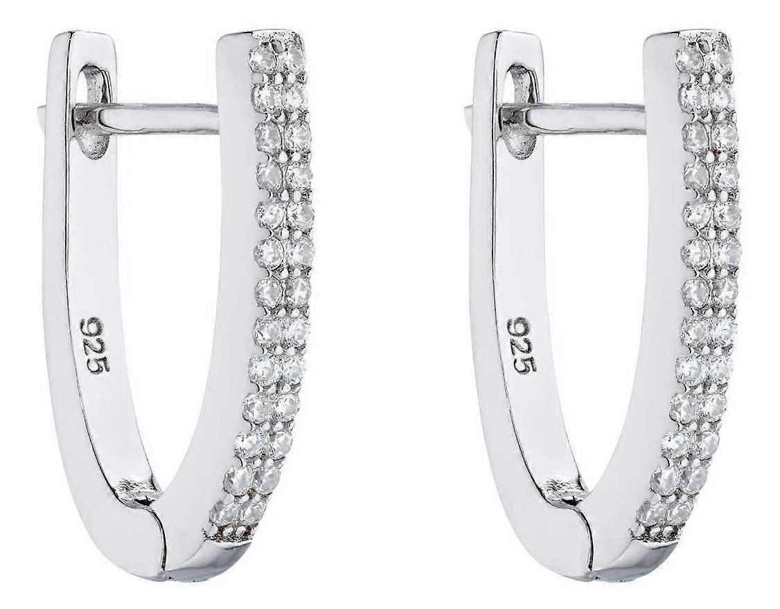 Beginnings U Shaped Hinged Gemstone Hoop Earrings - Silver